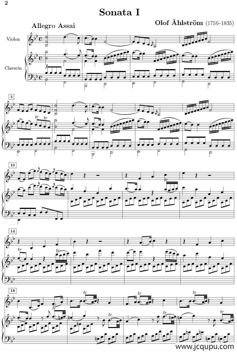 Sonata I（小提琴+钢琴伴奏）简谱