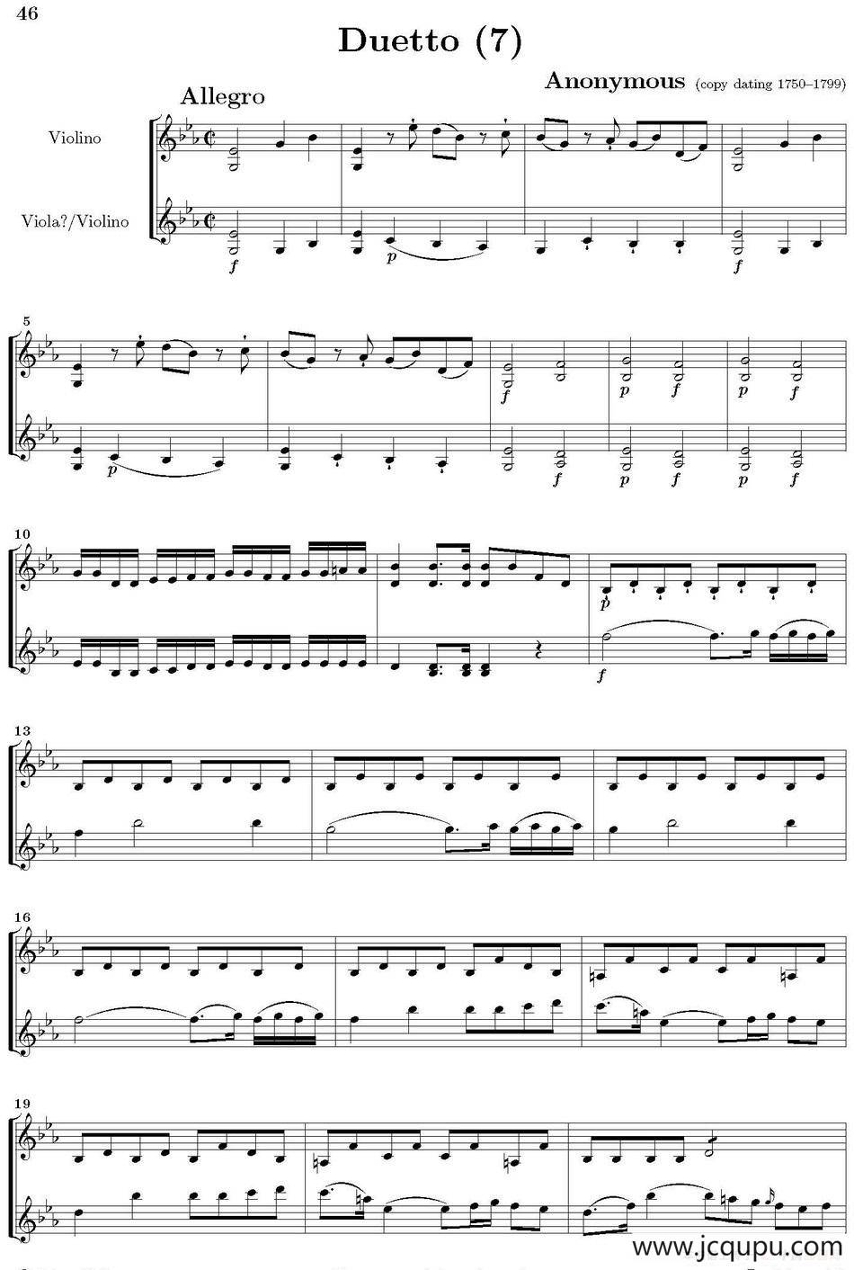 Duetto 7（二重奏）简谱