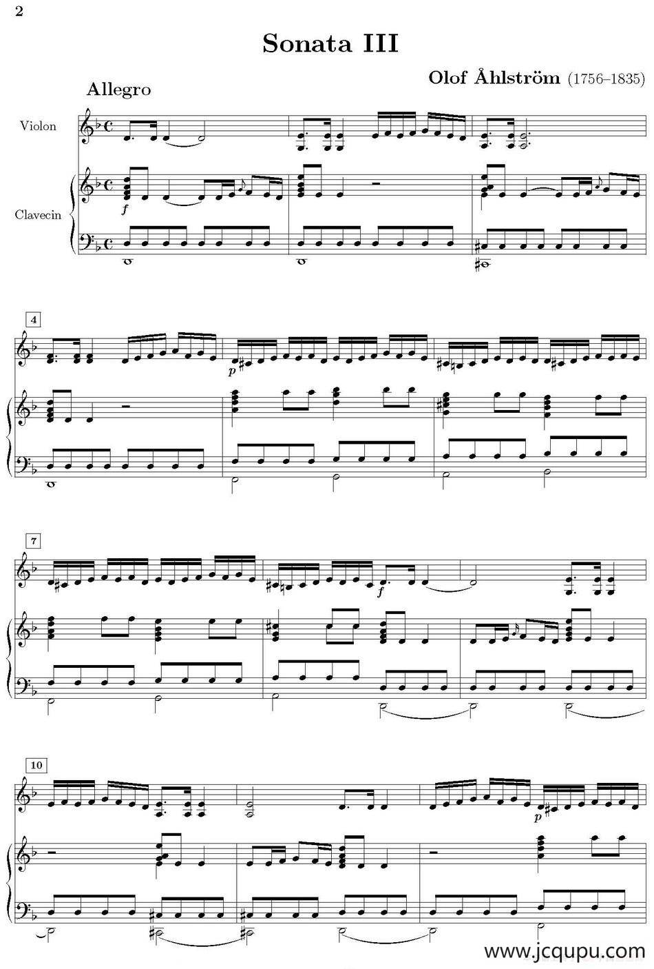 Sonata III（小提琴+钢琴伴奏）简谱