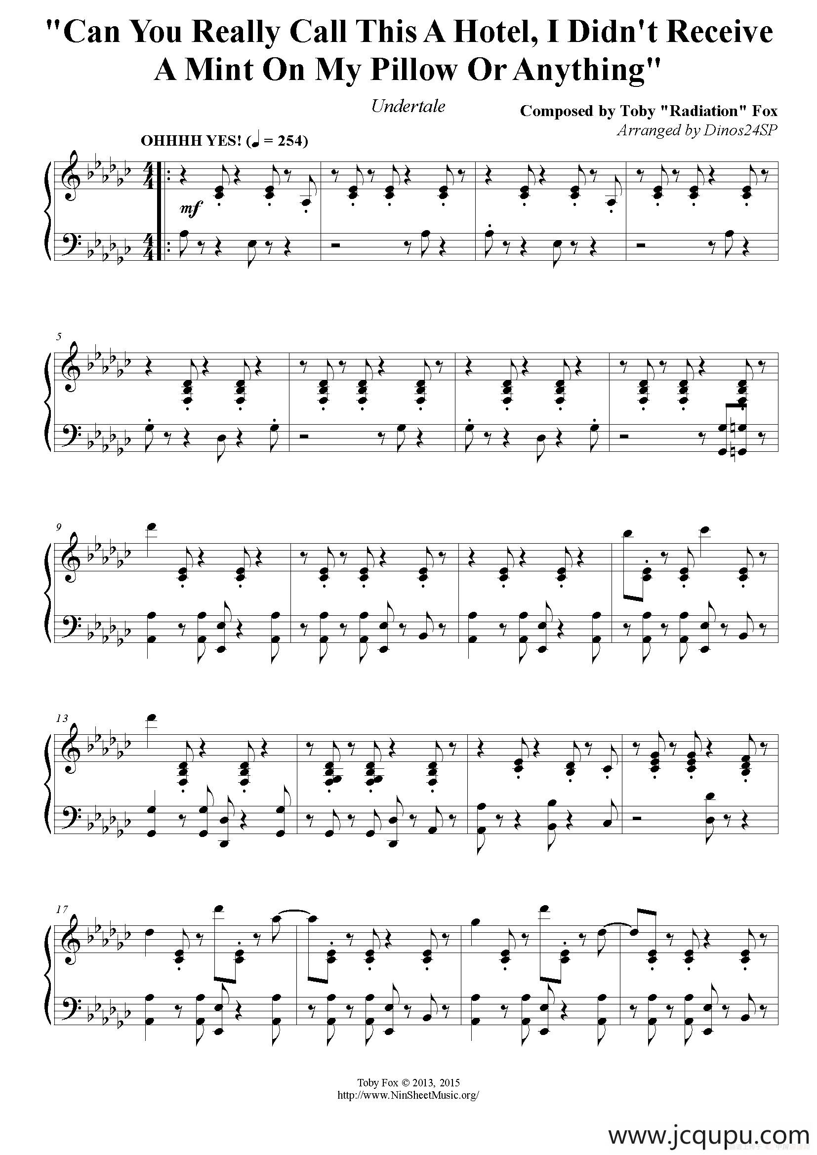 Can You Really Call This A Hotel I Didn't Receive A Mint On My Pillow简谱