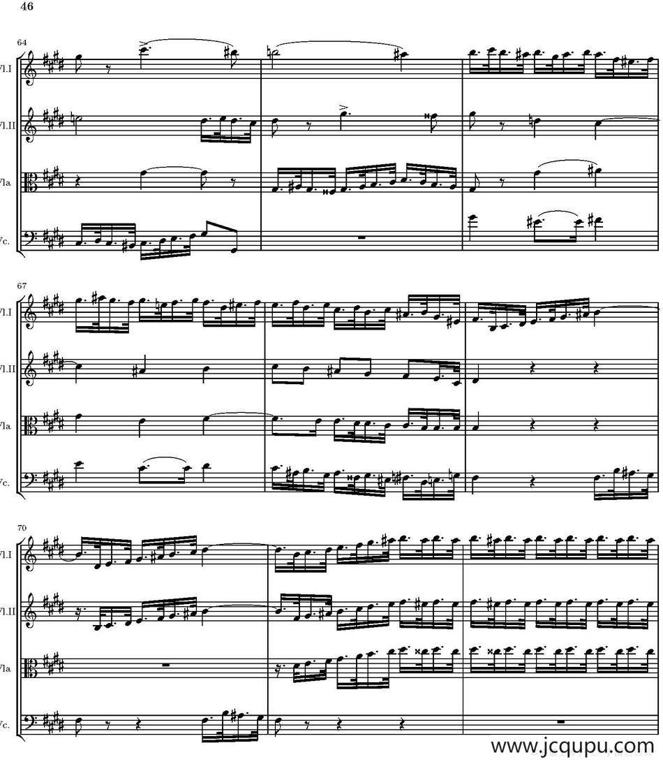 String Quartet nr.18 in E minor（E小调弦乐四重奏、P46-60）简谱