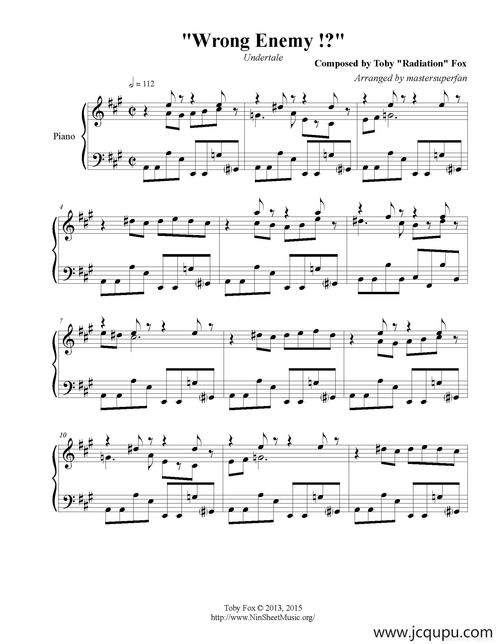 Wrong Enemy简谱
