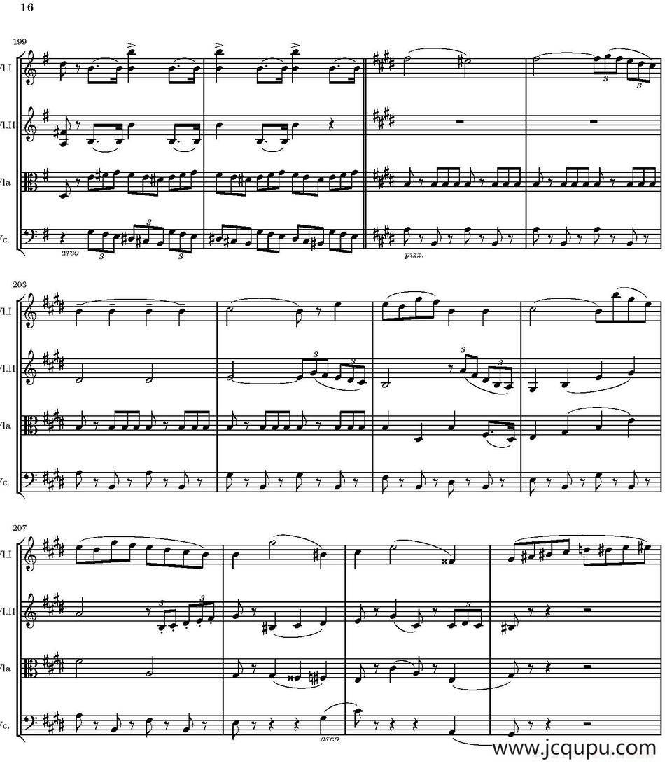 String Quartet nr.18 in E minor（E小调弦乐四重奏、P16-30）简谱