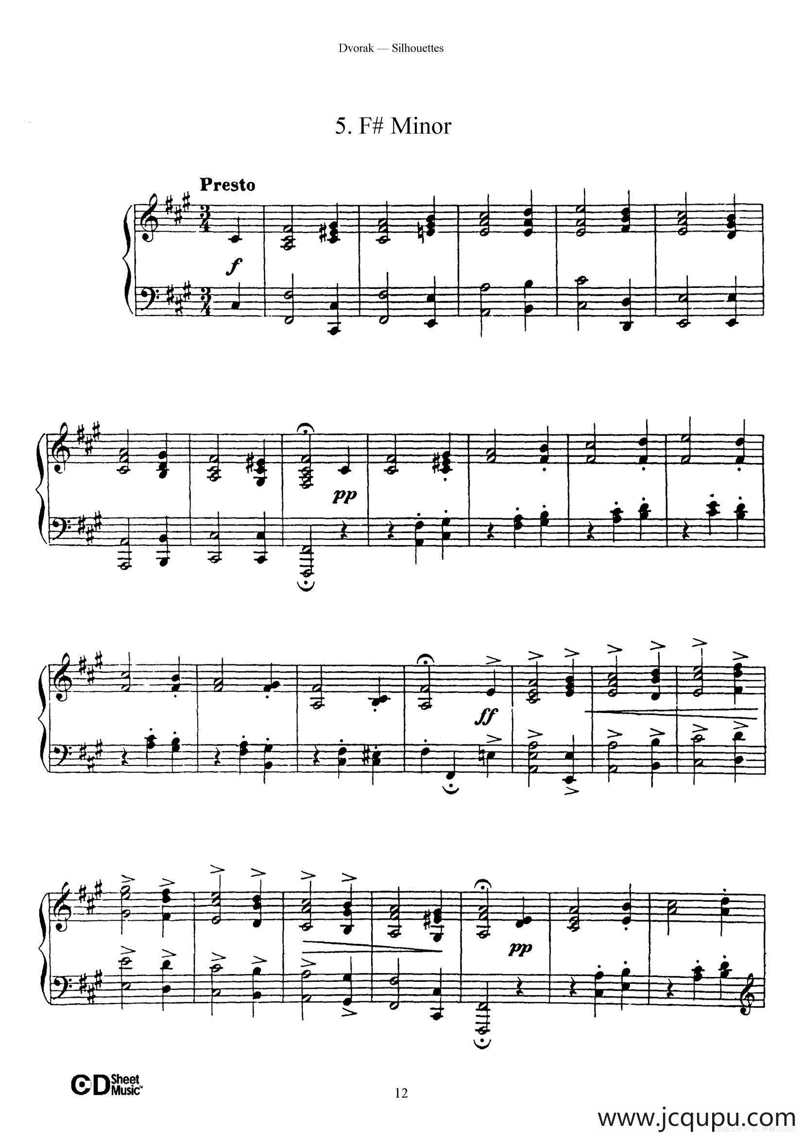 12 Silhouettes Op.8（12首剪影·5）简谱