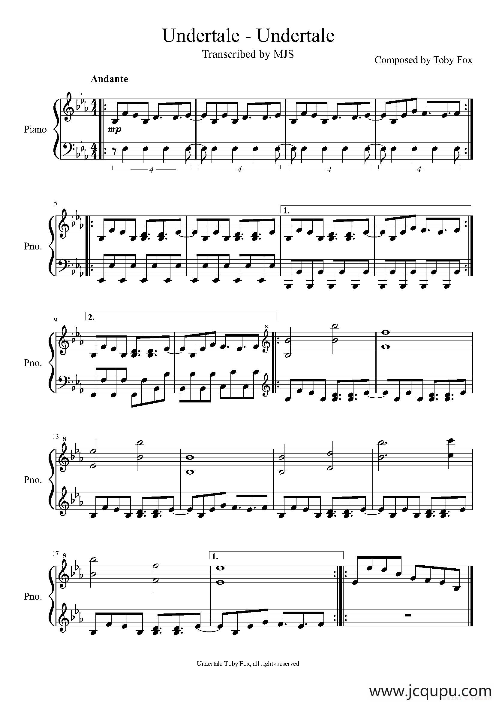 Undertale简谱