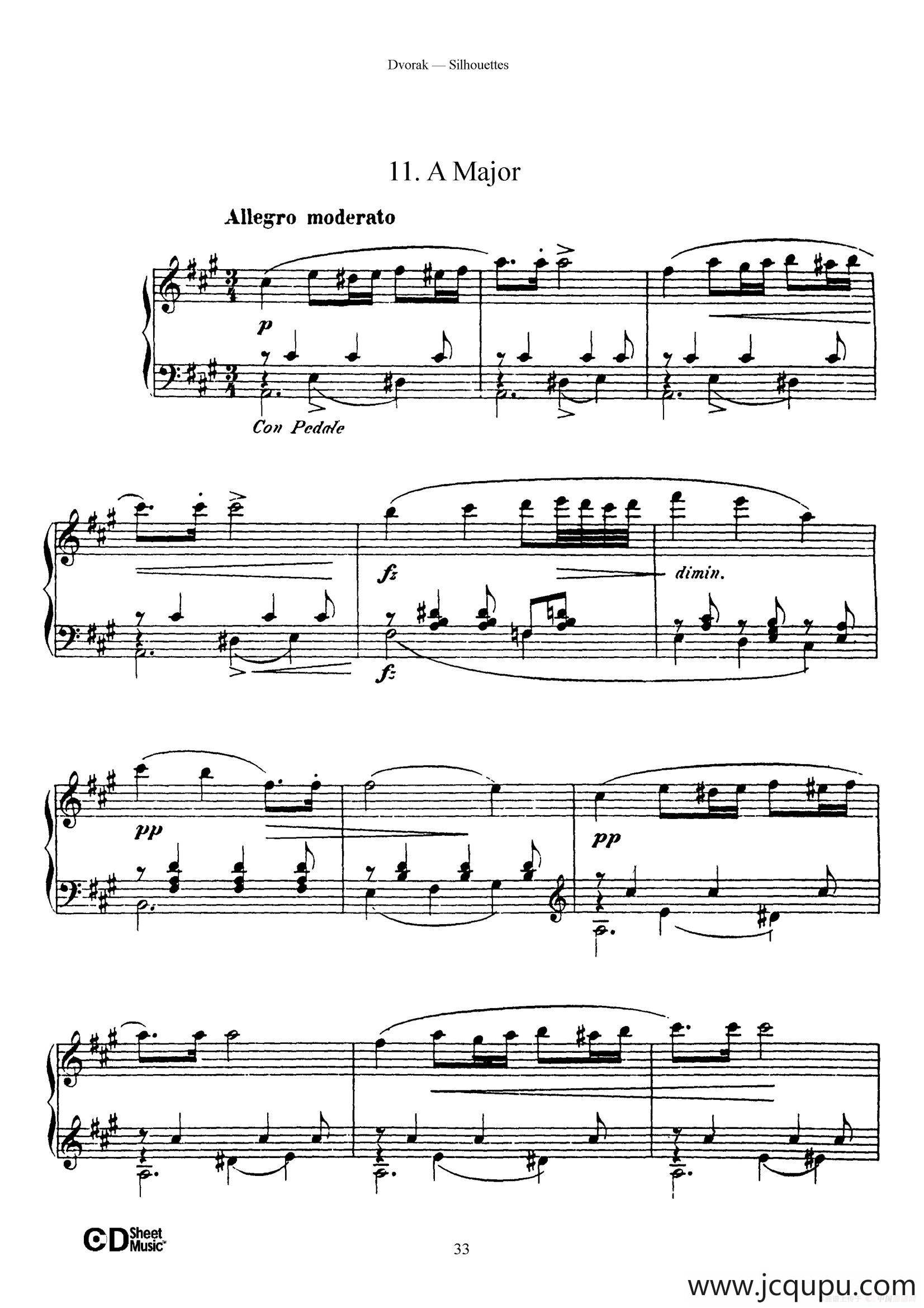 12 Silhouettes Op.8（12首剪影·11）简谱