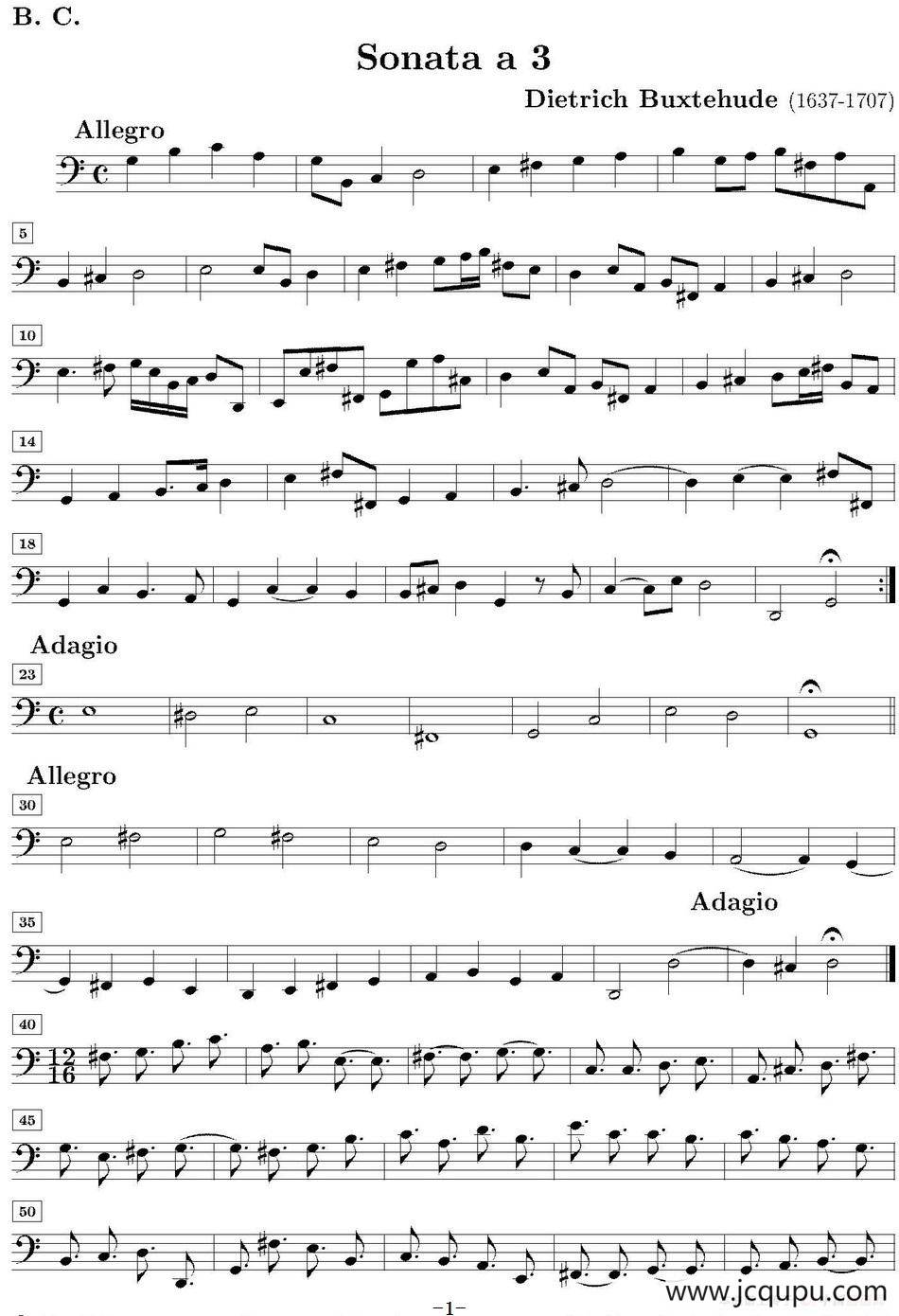 Sonata No.3（第三号小提琴奏鸣曲）（Basso Cont分谱）简谱