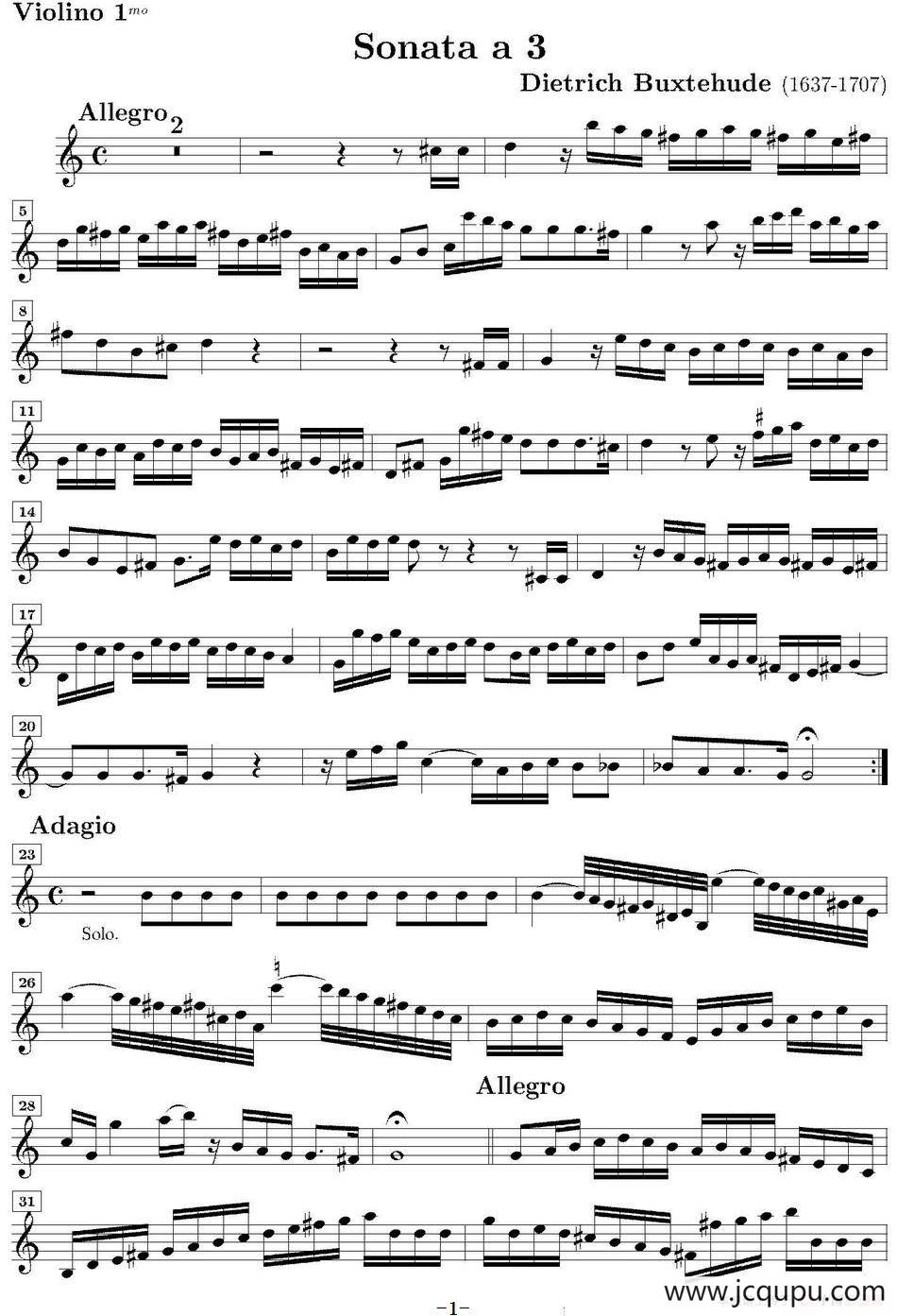 Sonata No.3（第三号小提琴奏鸣曲）（Violino 1分谱）简谱