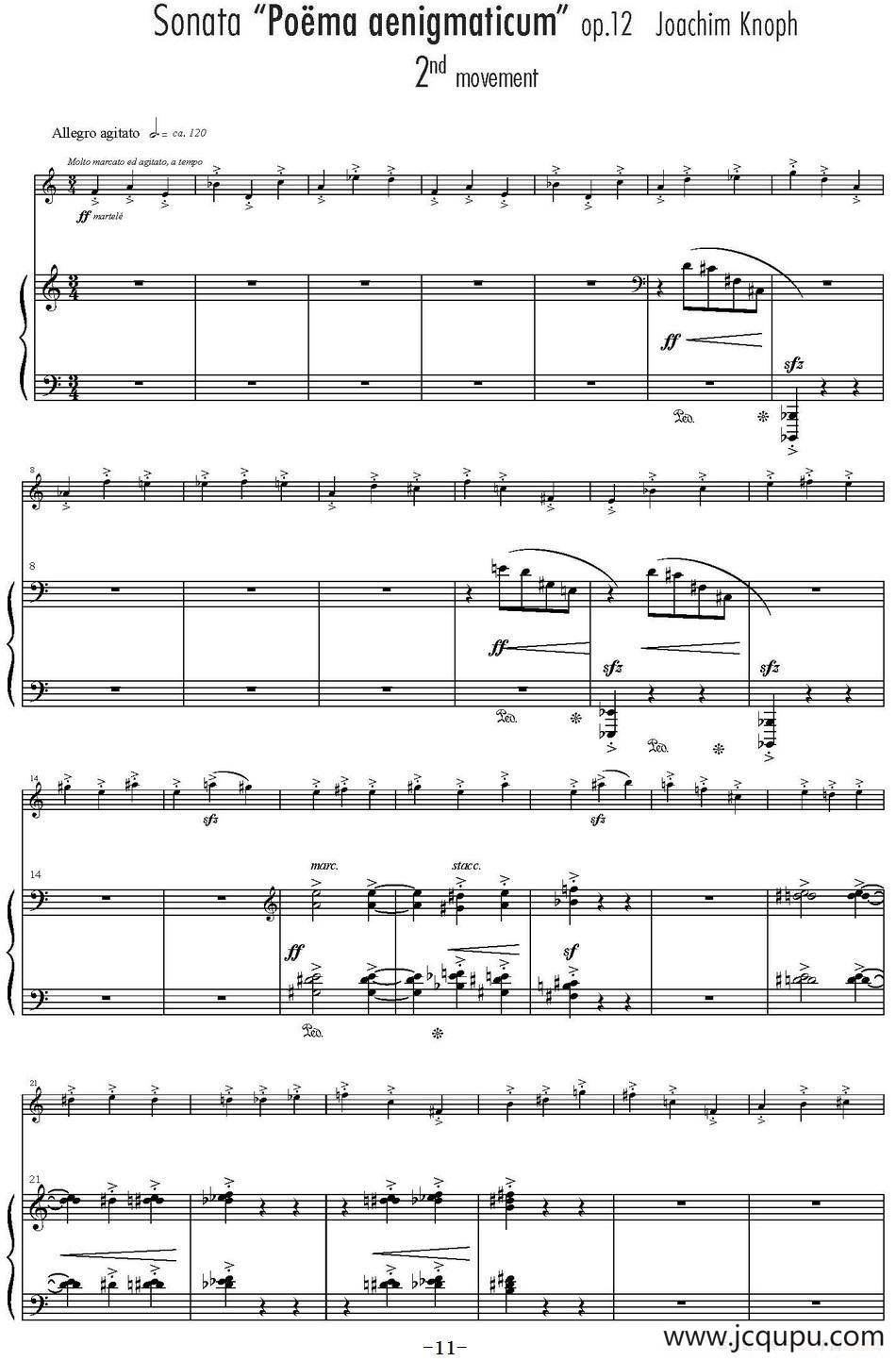 Sonata Poema aenigmaticum（小提琴+钢琴伴奏、2nd movement）简谱