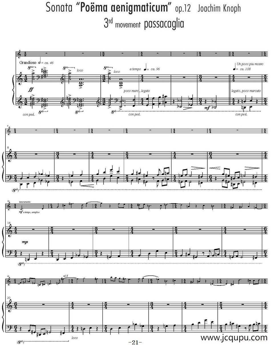 Sonata Poema aenigmaticum（小提琴+钢琴伴奏、3rd movement）简谱