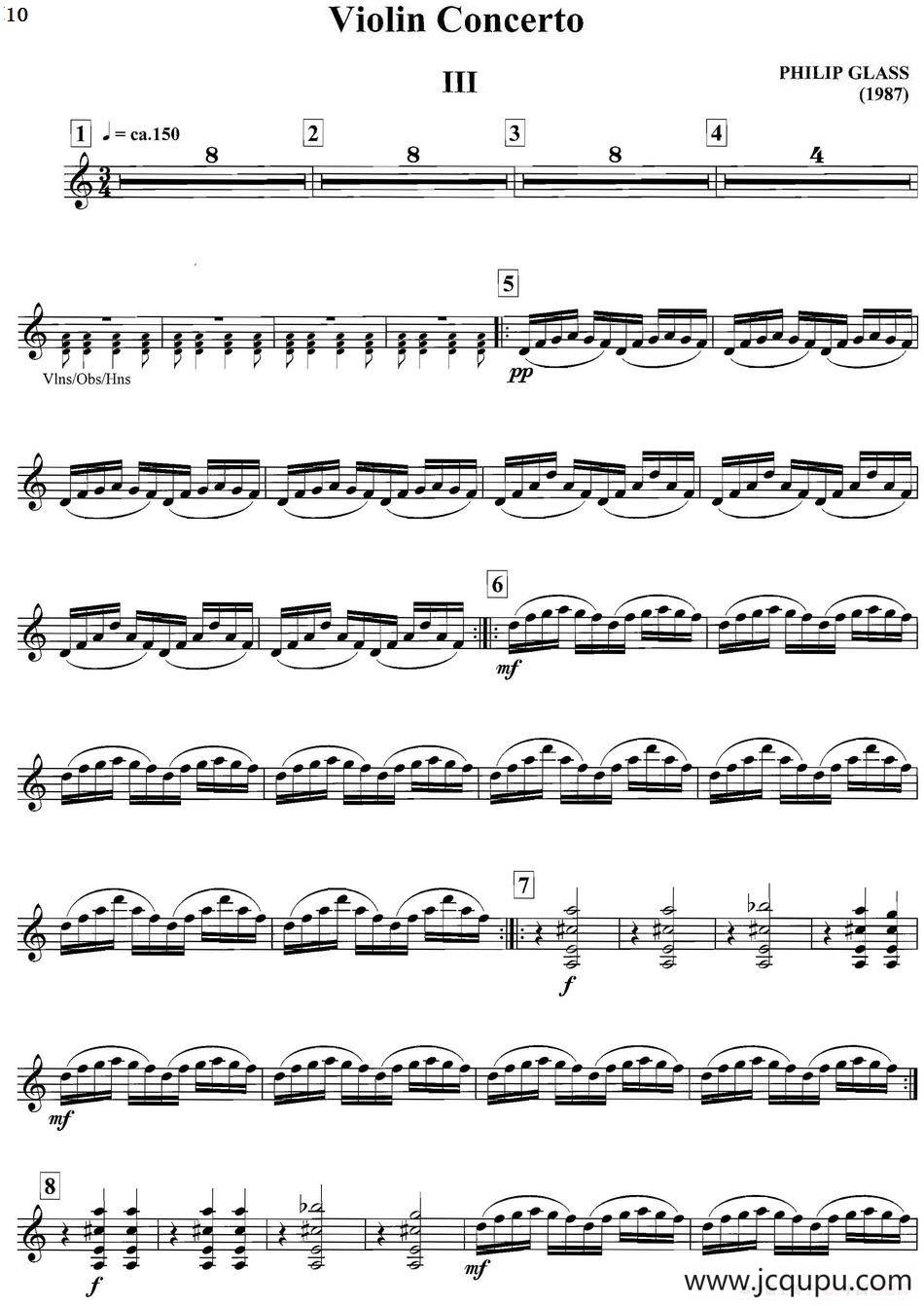 PHILIP GLASS Violin Concerto（格拉斯小提琴协奏曲III）简谱