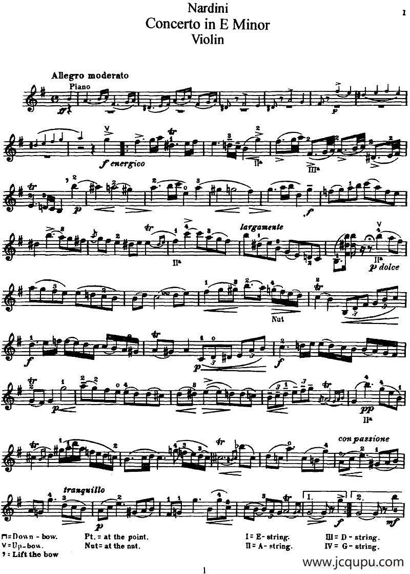 Concerto in E Minor（纳尔蒂尼作曲版）简谱