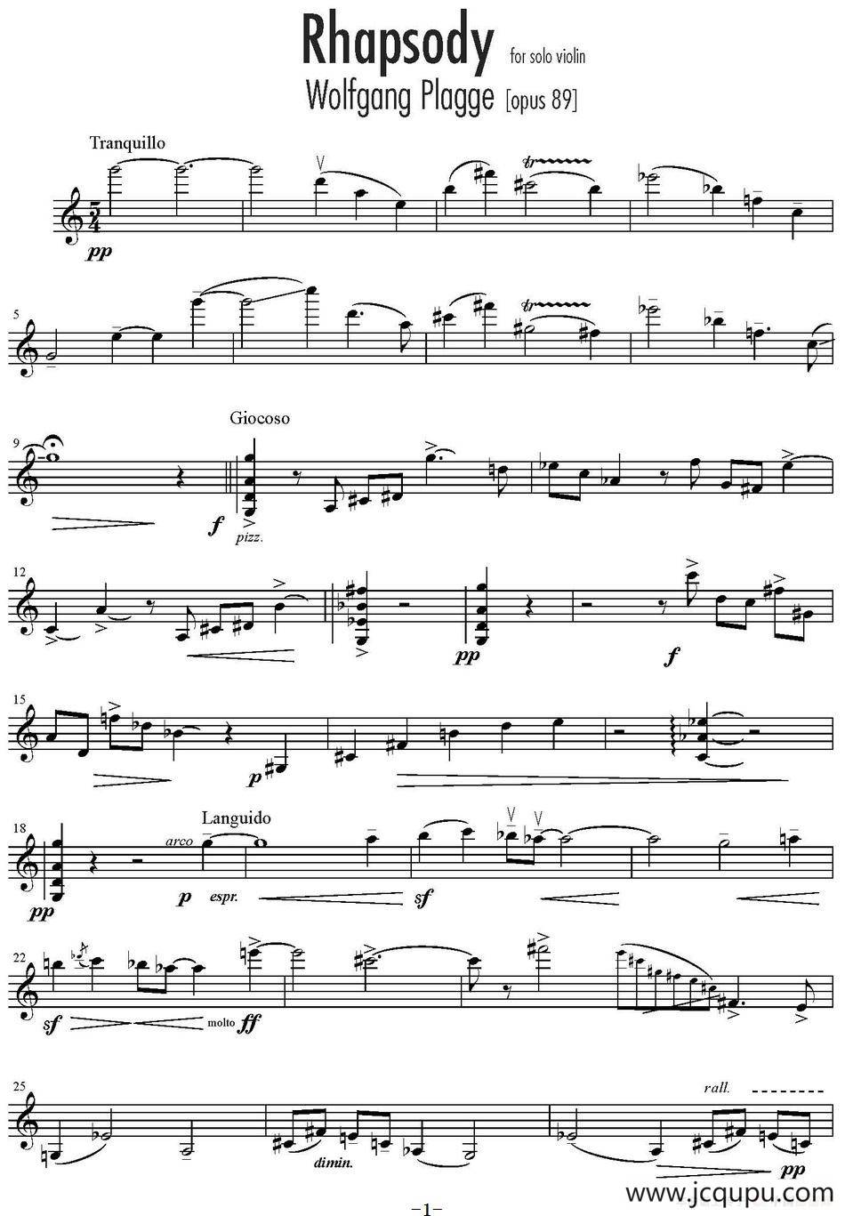 Rhapsody（狂想曲）简谱