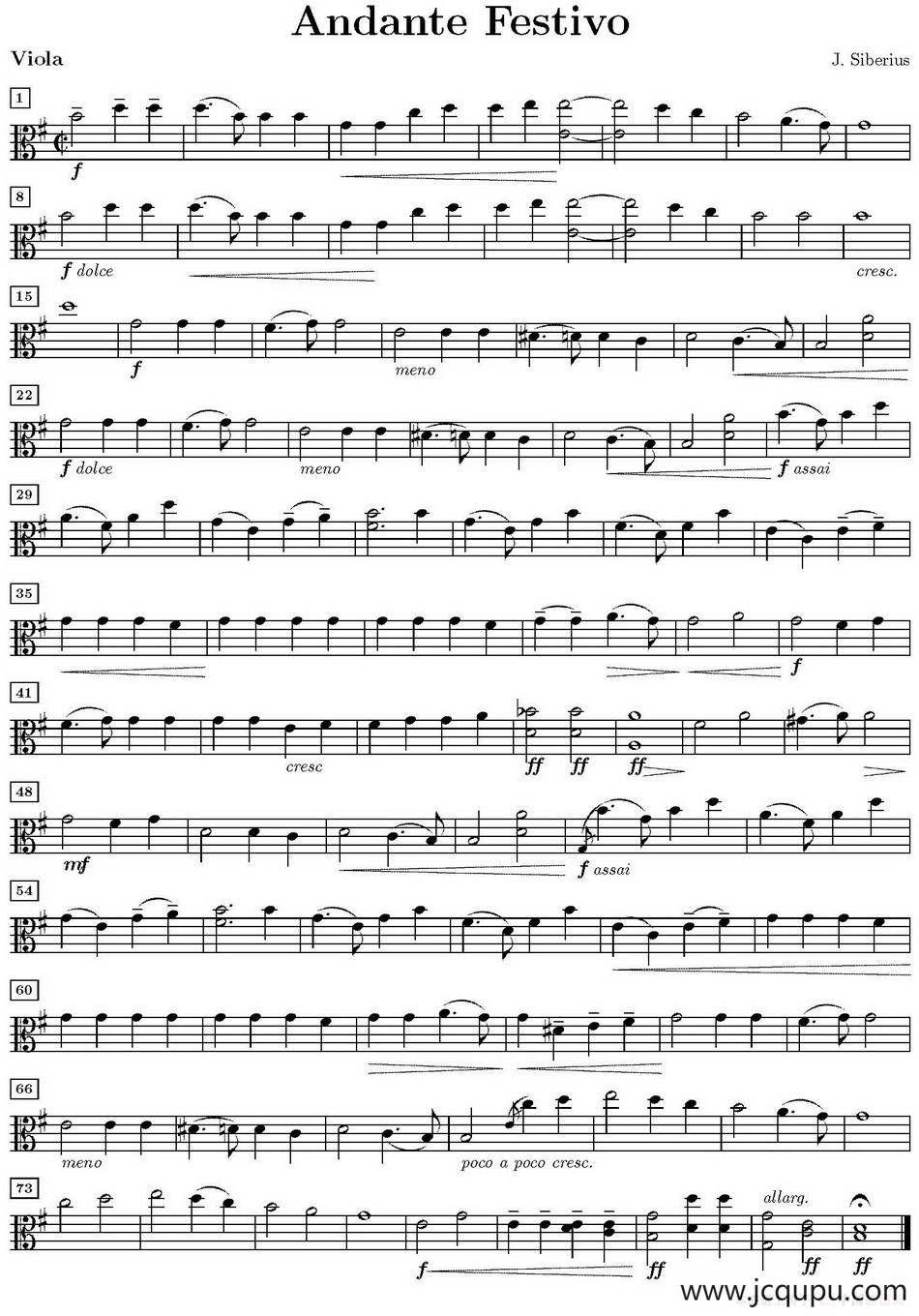 Andante Festivo（活泼的行板、中提琴分谱）简谱