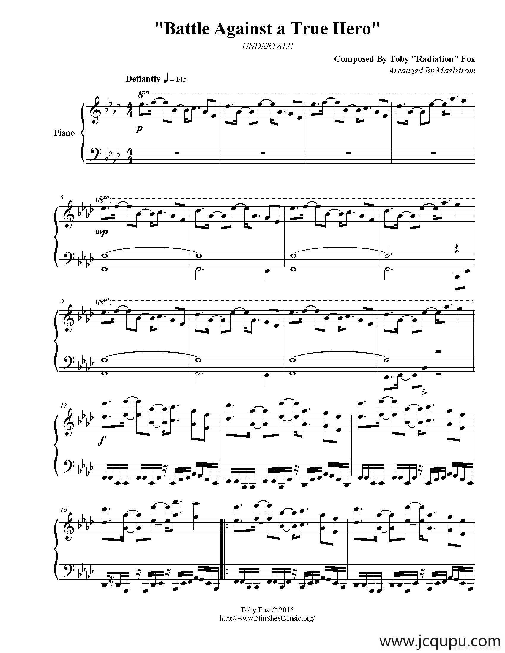 Battle Against a True Hero简谱