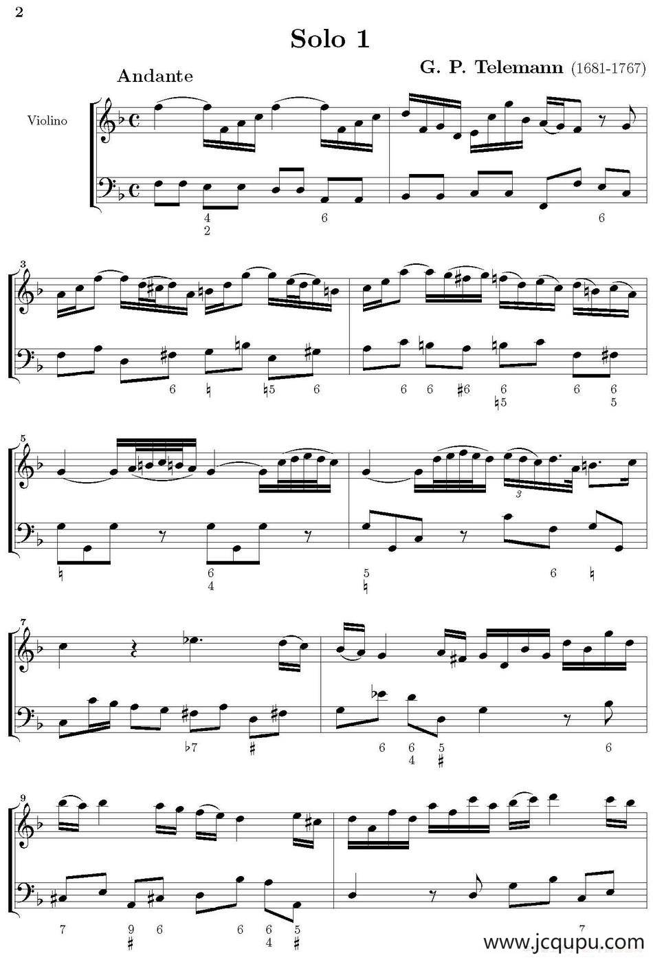 Solo 1（第12小提琴与大提琴二重奏）简谱
