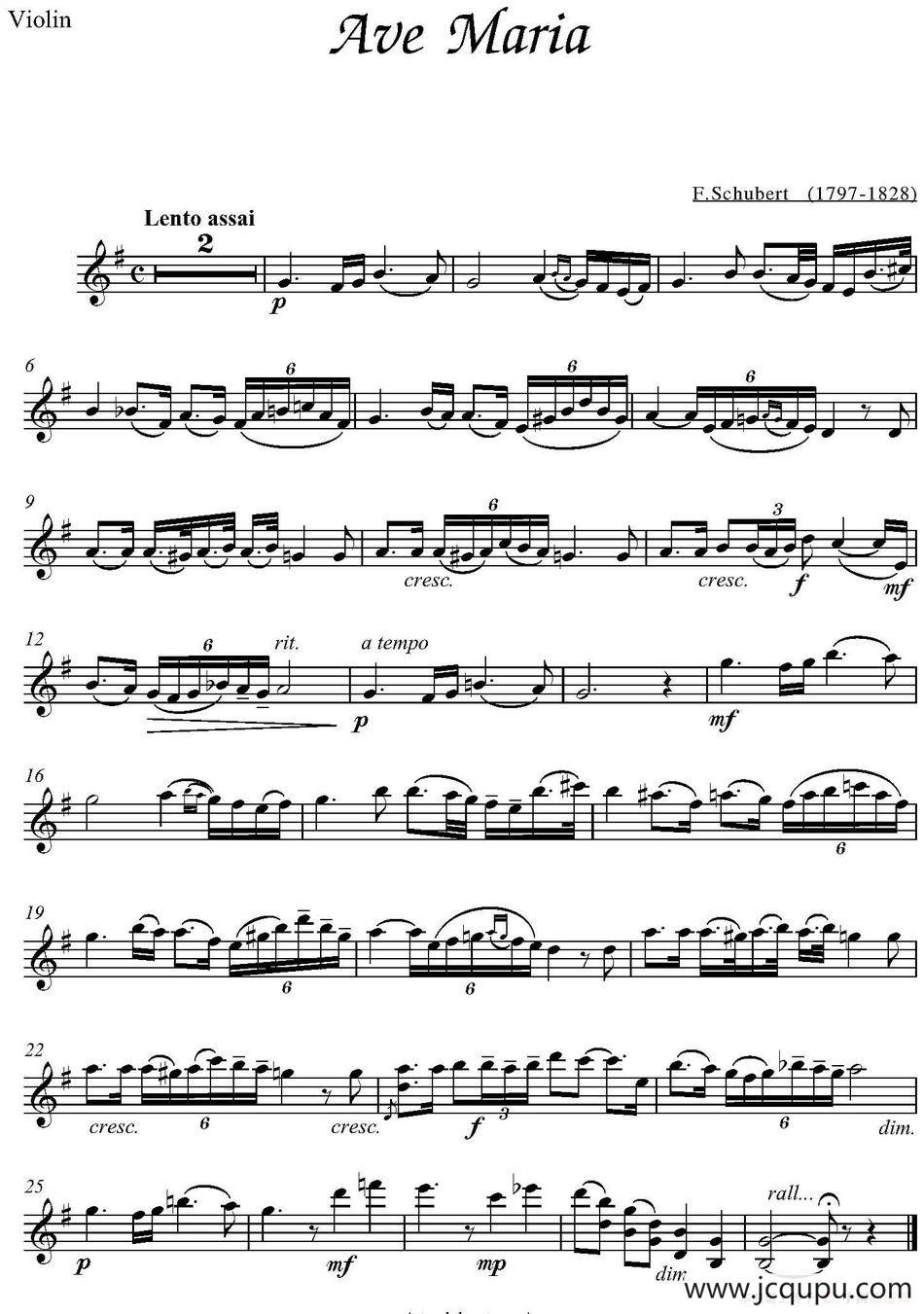 Ave Maria（E.Schubert作曲版）简谱