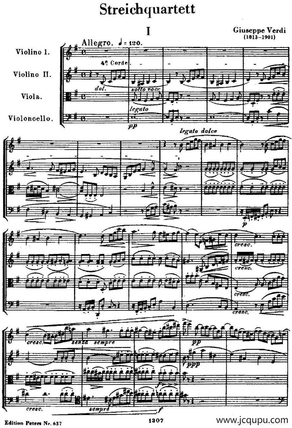 STREICHQUARTETT（E小调弦乐四重奏、I）简谱