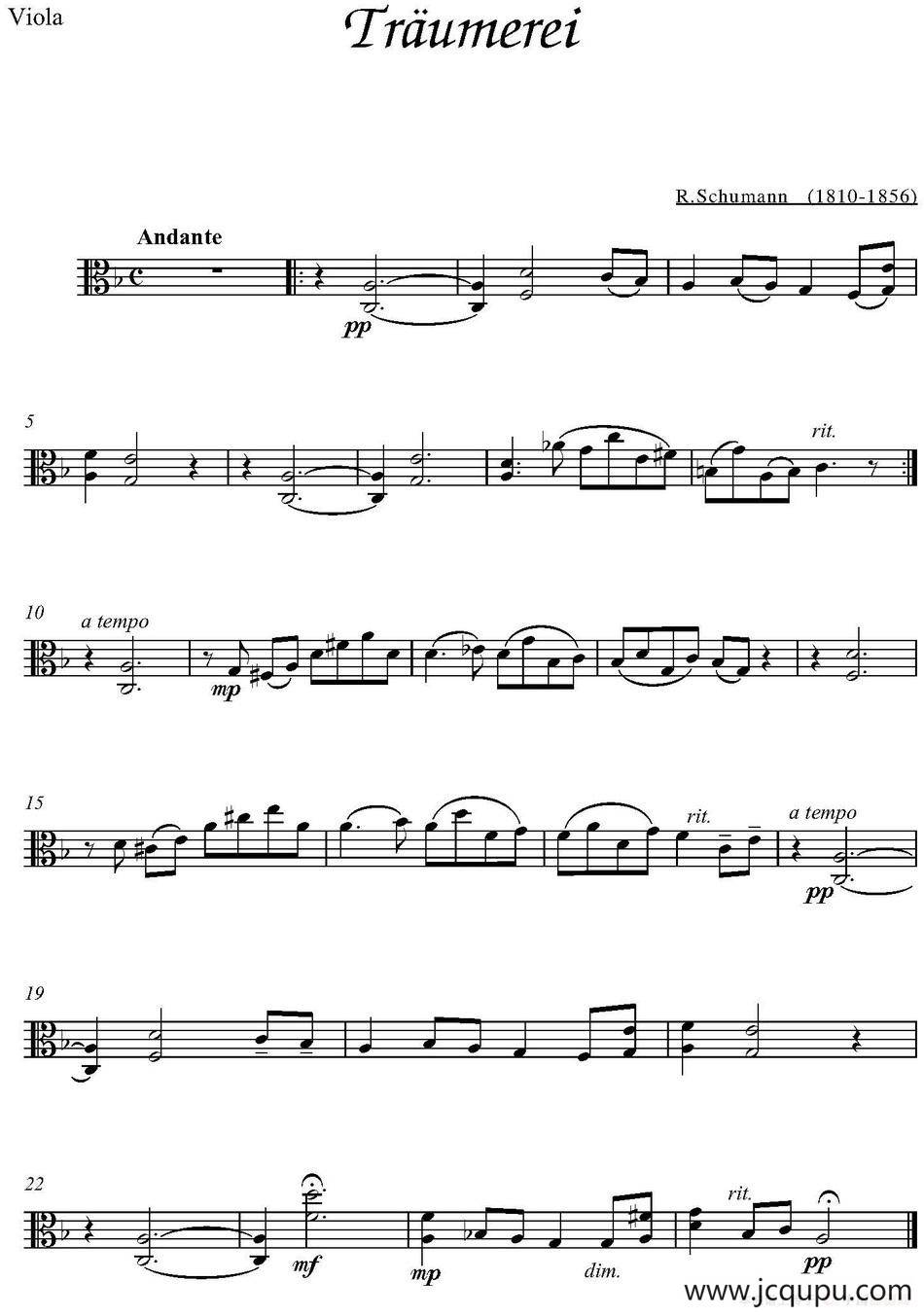 Traumerei（中提琴分谱）简谱