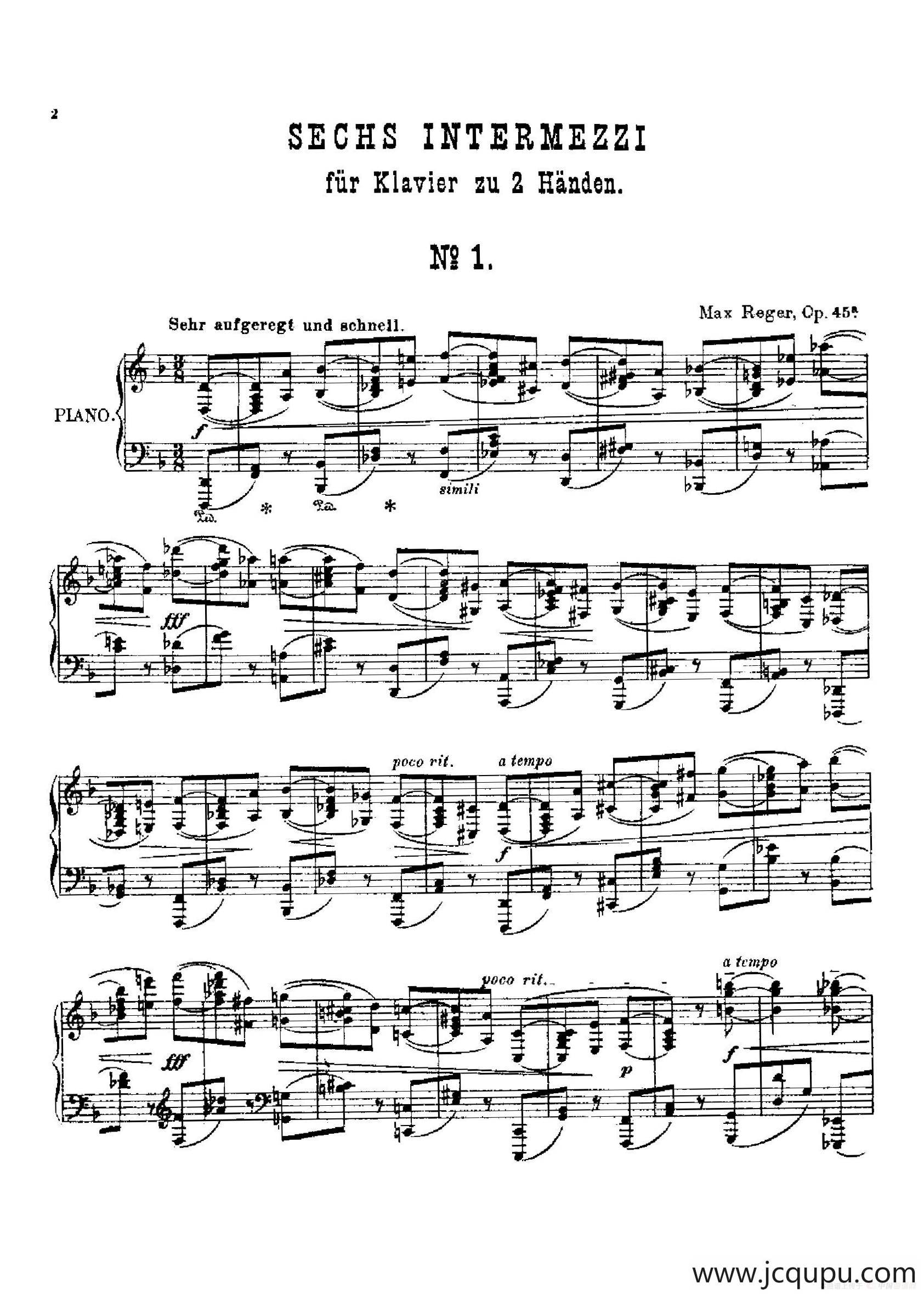 Six Intermezzi Op.45（6首间奏曲·1）简谱