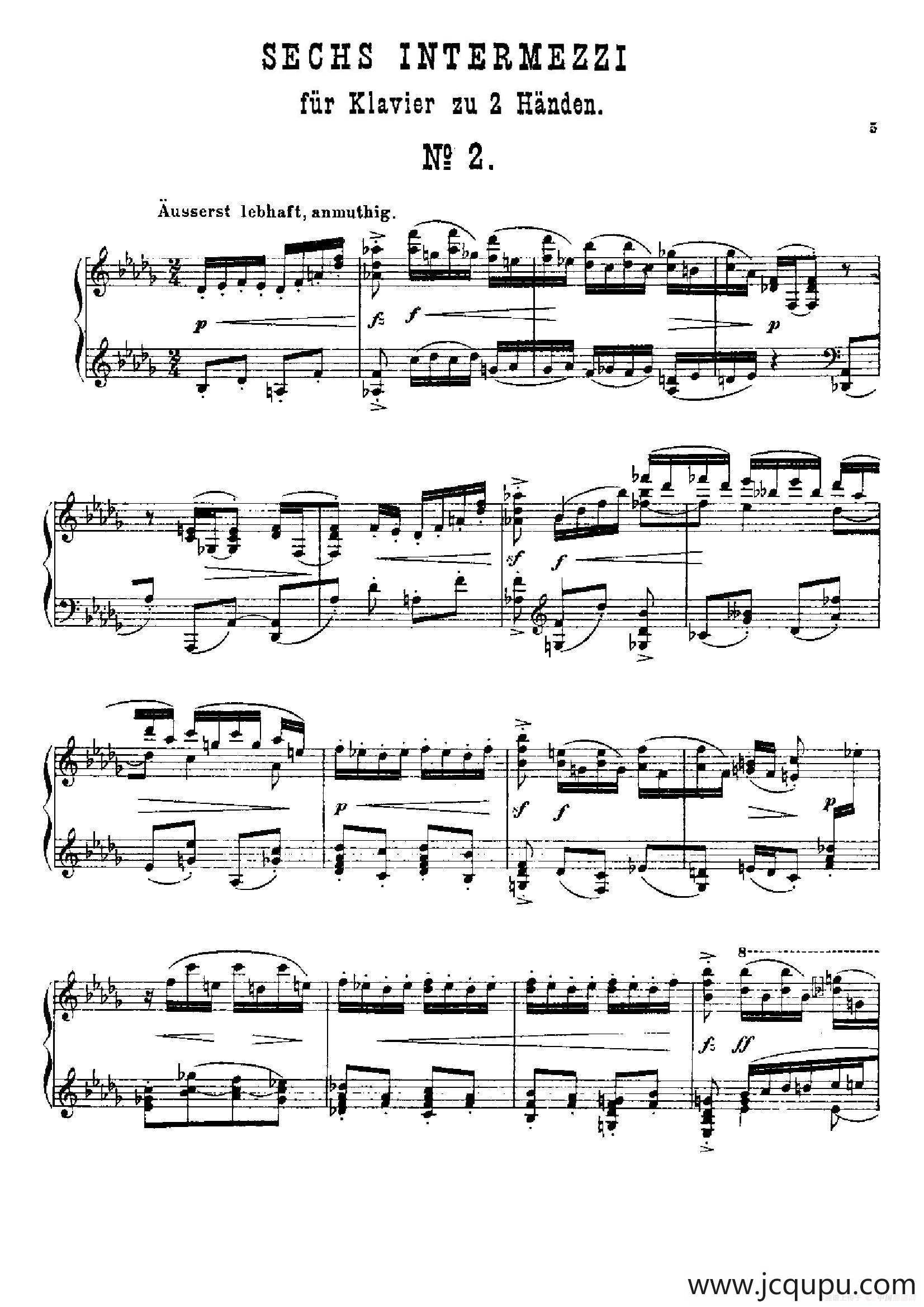 Six Intermezzi Op.45（6首间奏曲·2）简谱