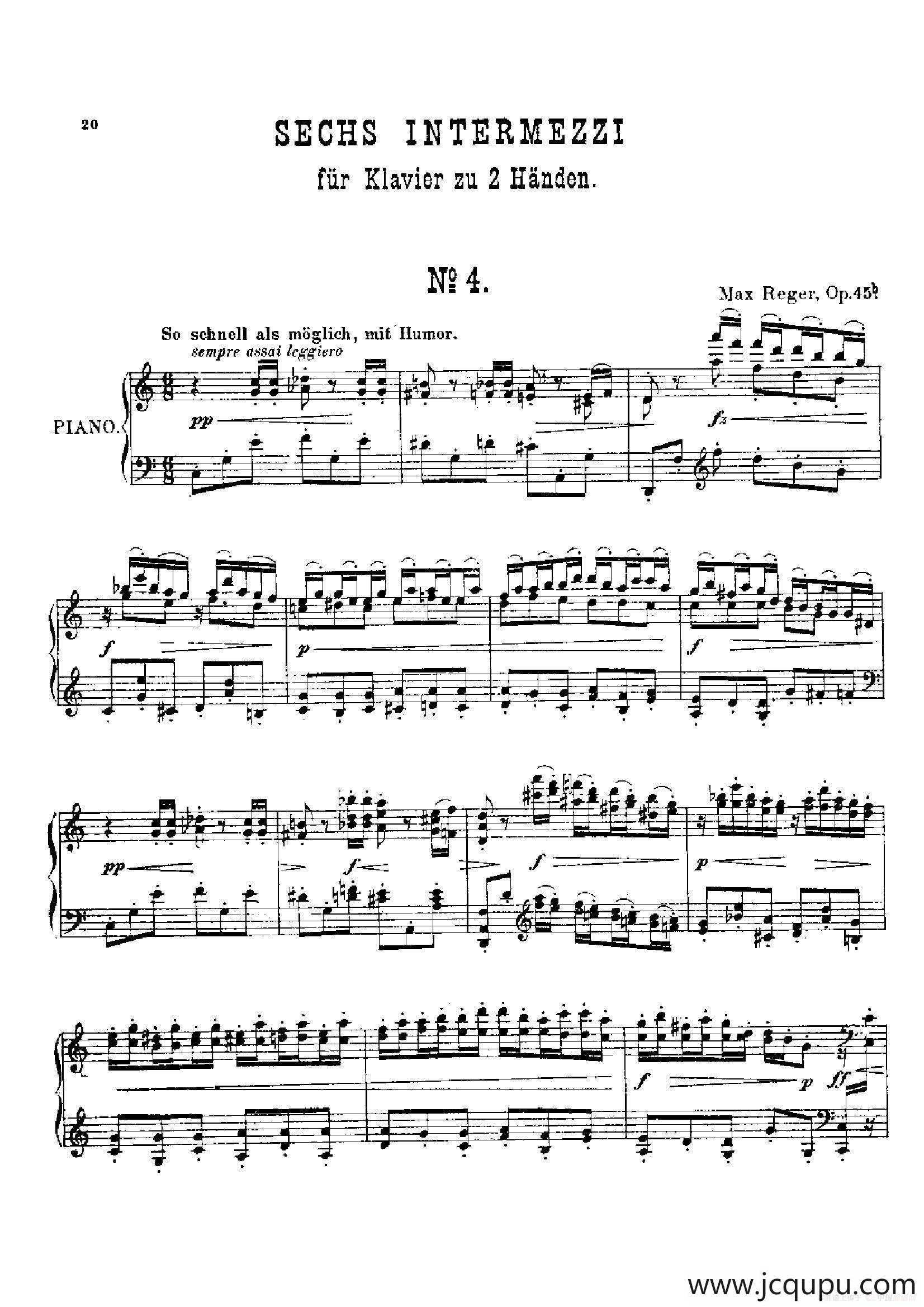 Six Intermezzi Op.45（6首间奏曲·4）简谱