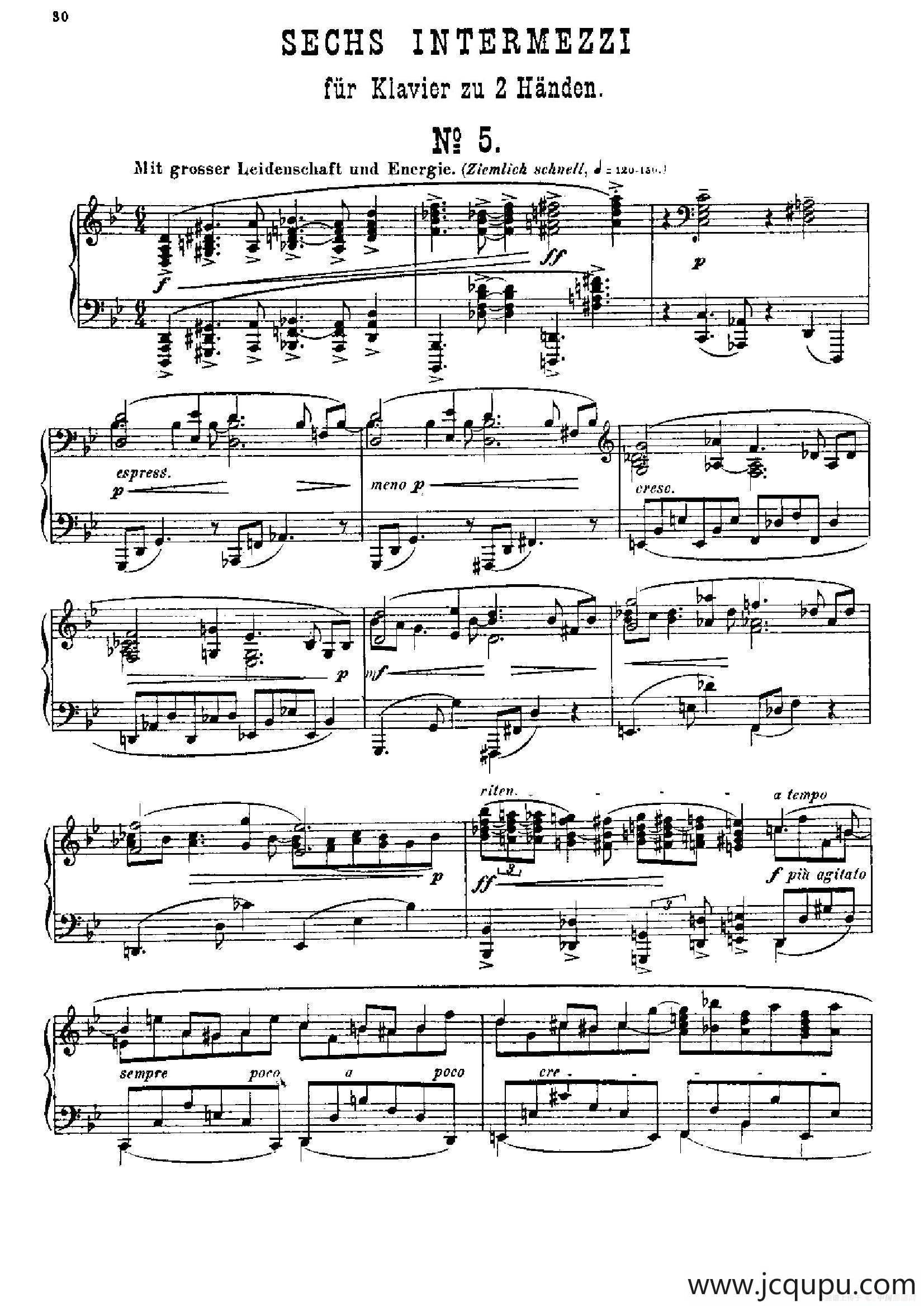 Six Intermezzi Op.45（6首间奏曲·5）简谱