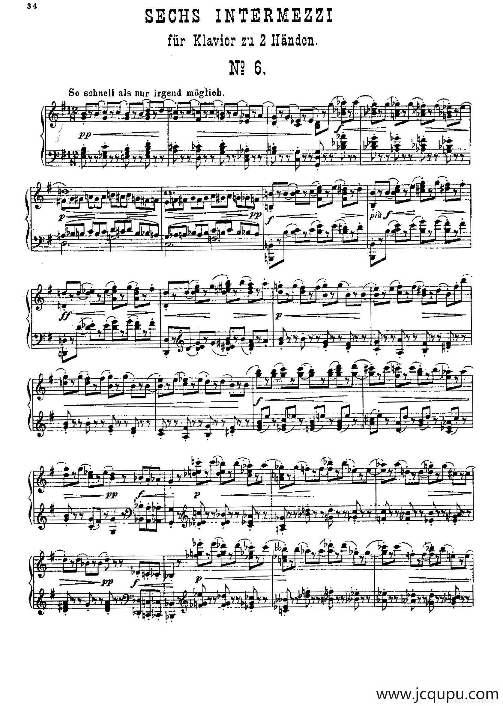 Six Intermezzi Op.45（6首间奏曲·6）简谱