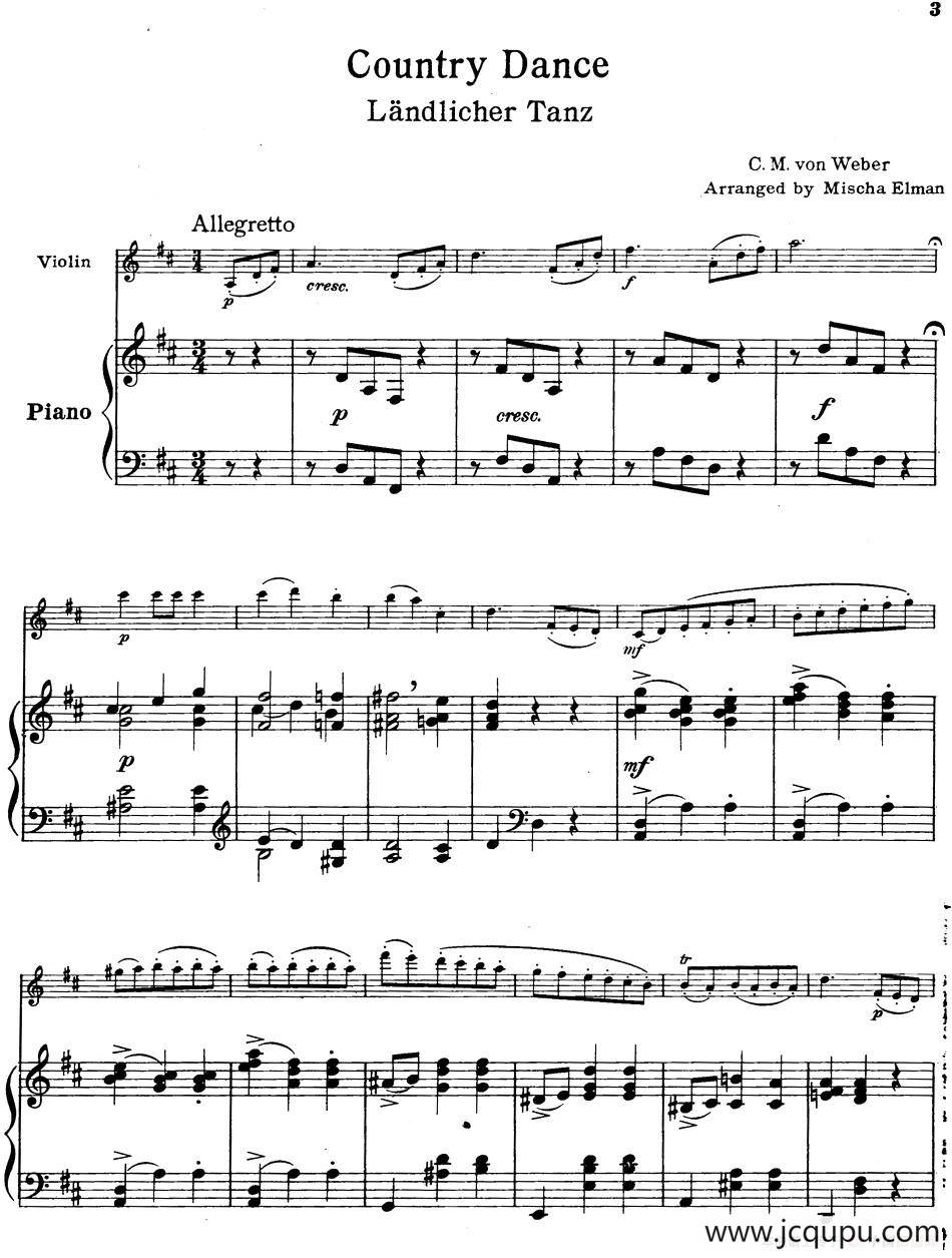 Country Dance（小提琴+钢琴伴奏）简谱