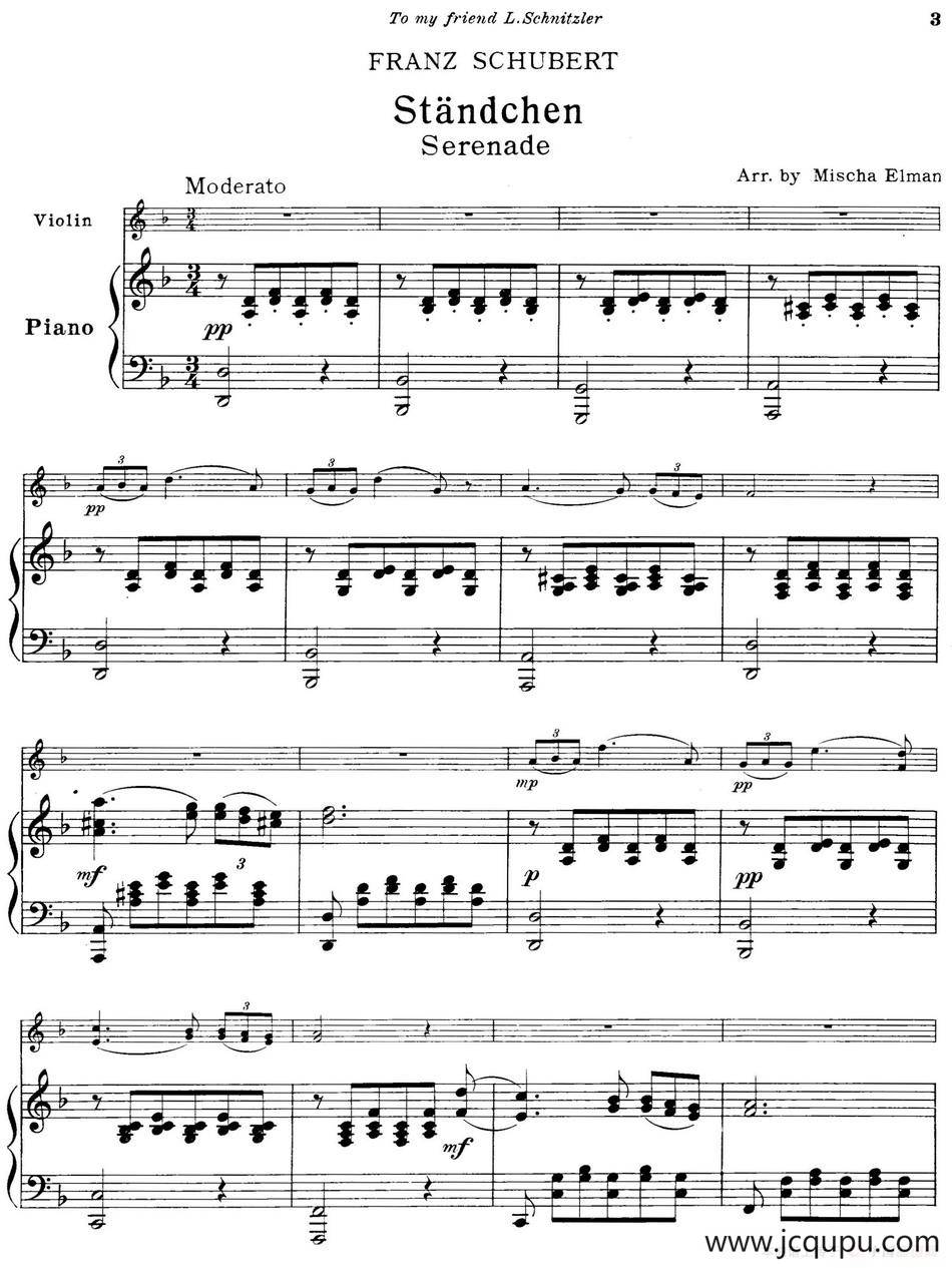 Standchen（小提琴+钢琴伴奏）简谱