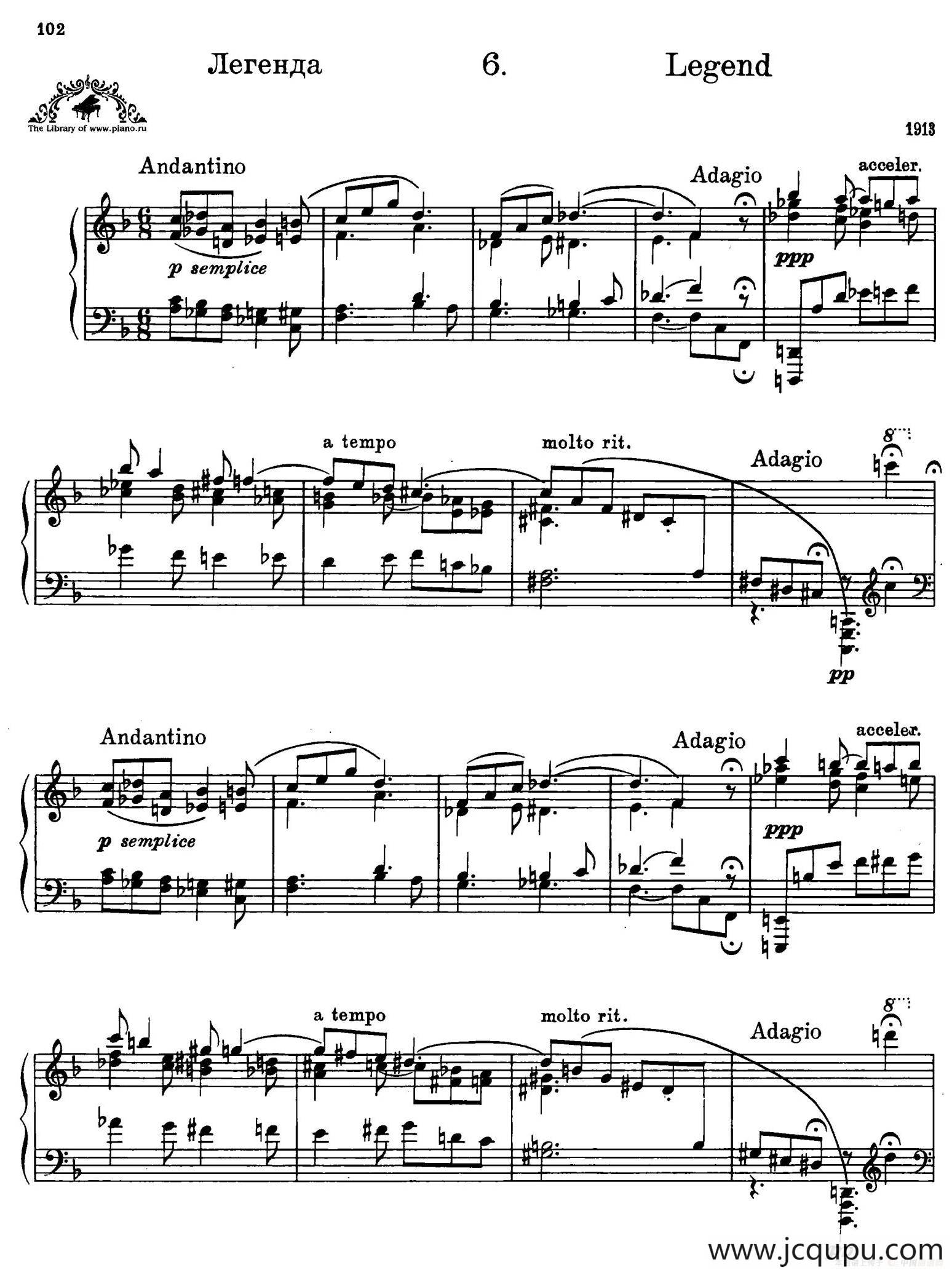 Prokofiev - Ten Pieces Op.12（普罗科菲耶夫-10首小品·6）简谱