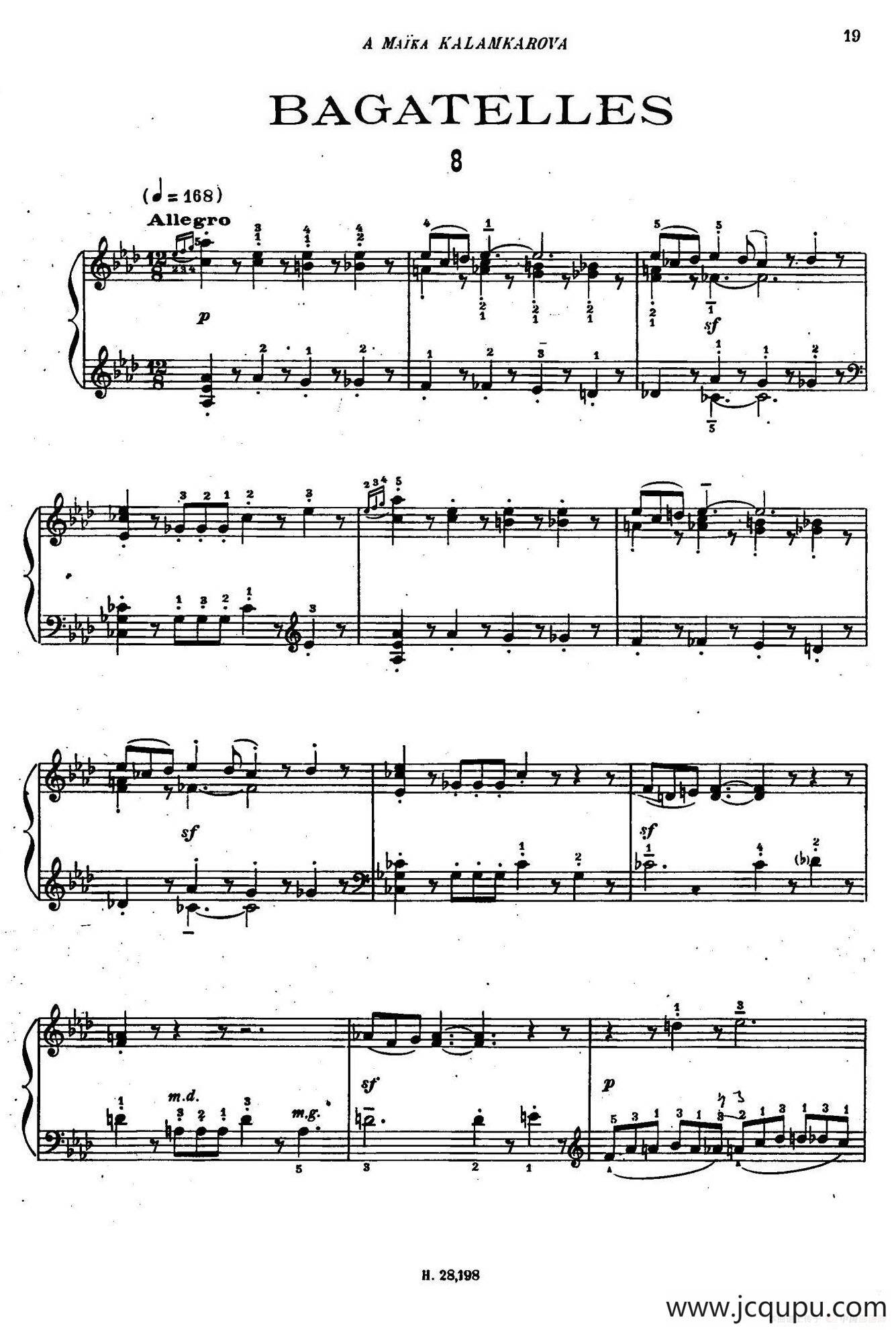 Tcherepnin - 10 Bagatelles Op.5（齐尔品-10首小品·8）简谱