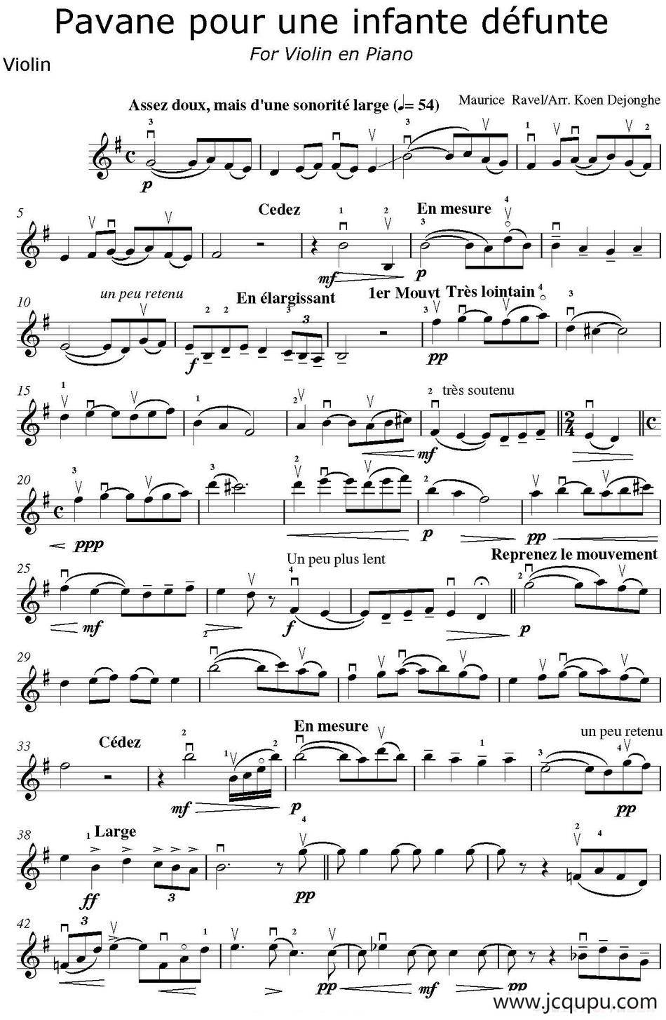 Pavane pour une infante defunte简谱