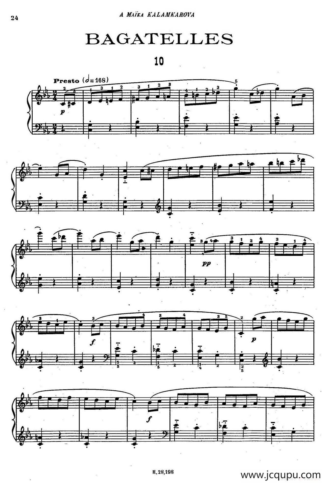 Tcherepnin - 10 Bagatelles Op.5（齐尔品-10首小品·10）简谱