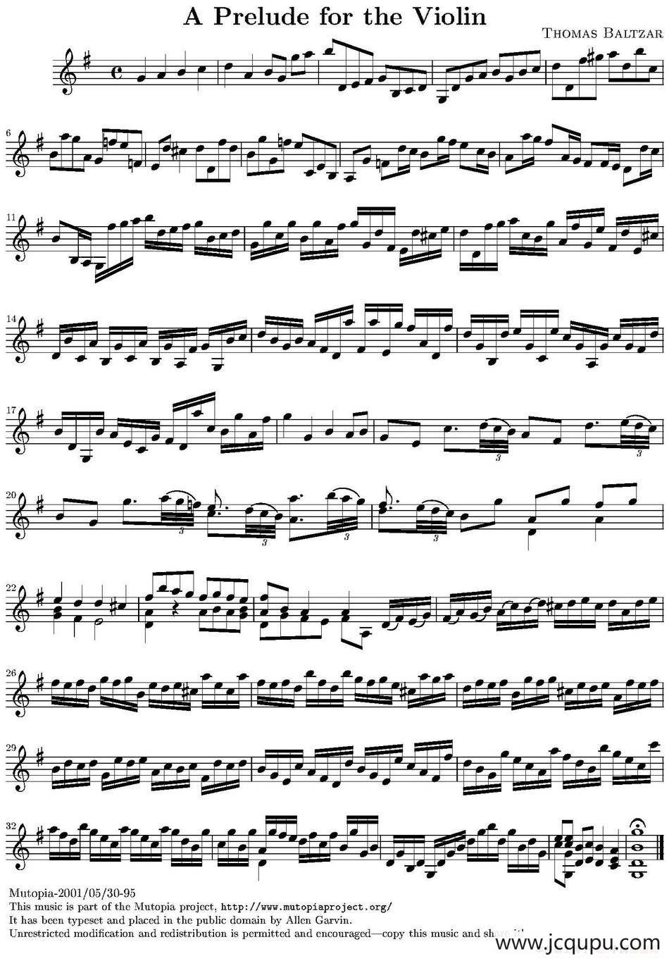 A Prelude for the Violin简谱