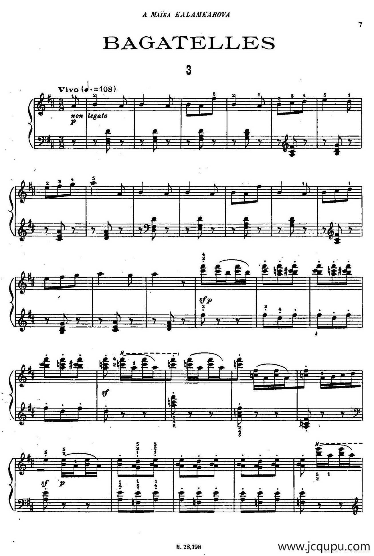 Tcherepnin - 10 Bagatelles Op.5（齐尔品-10首小品·3）简谱