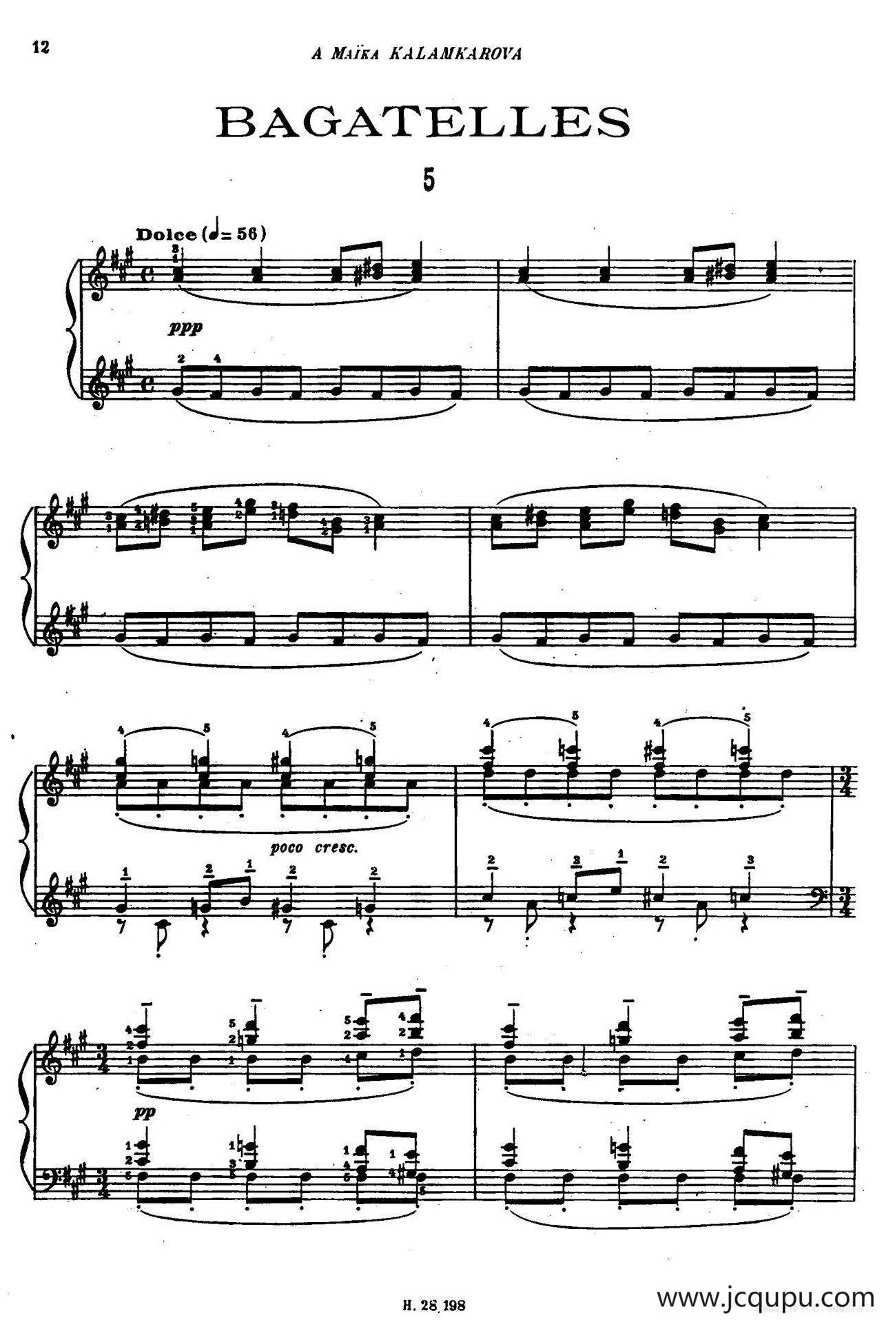 Tcherepnin - 10 Bagatelles Op.5（齐尔品-10首小品·5）简谱