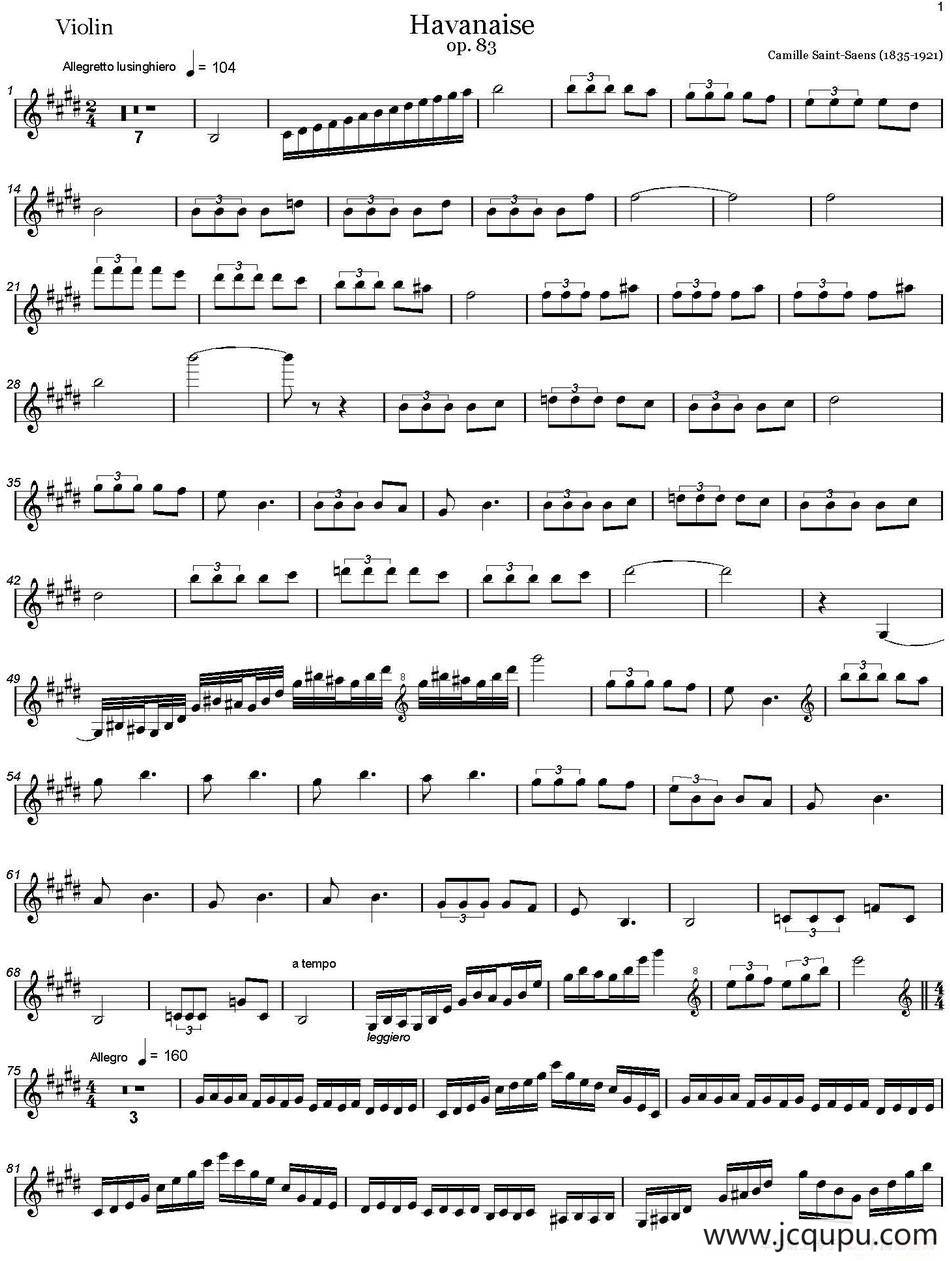 Havanaise Op.83（哈瓦涅斯）简谱