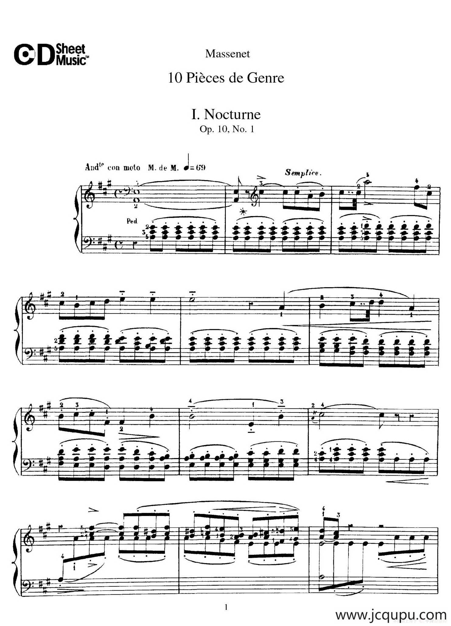 Dix Pièces de Genre Op.10（10首个性小品·Ⅰ）简谱
