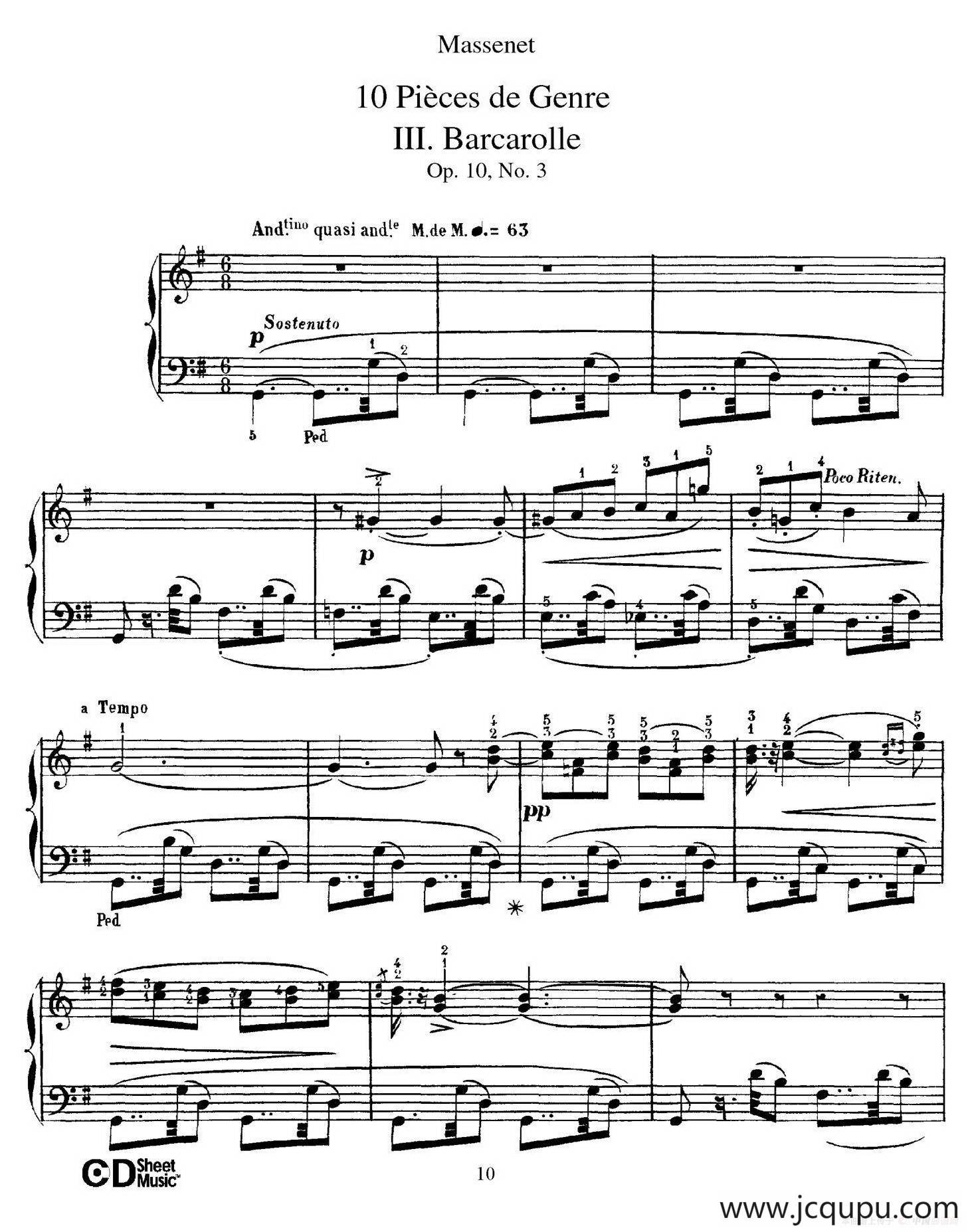 Dix Pièces de Genre Op.10（10首个性小品·Ⅲ）简谱