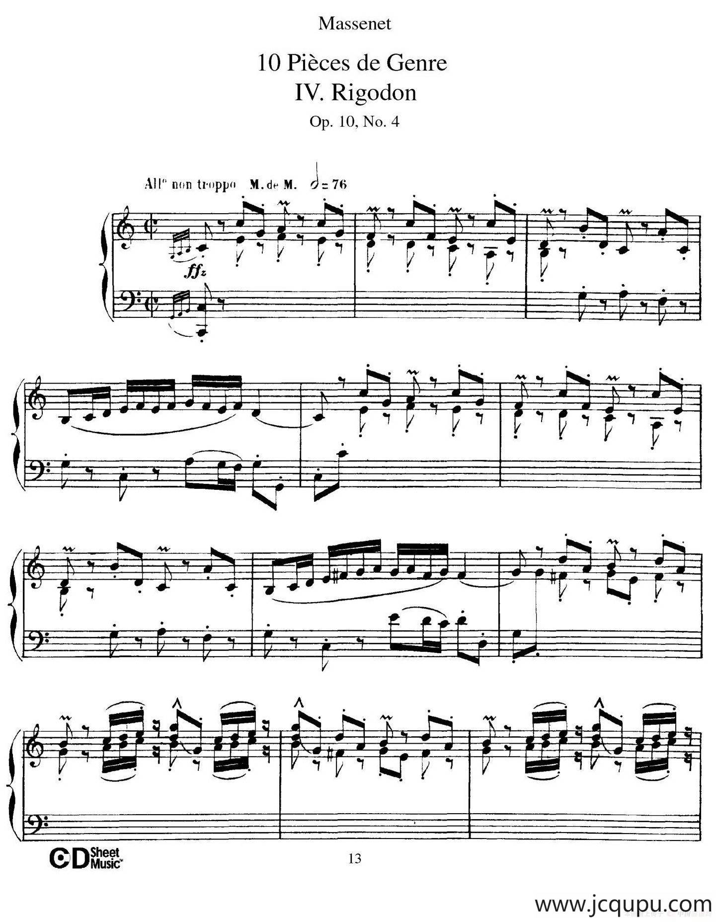 Dix Pièces de Genre Op.10（10首个性小品·Ⅳ）简谱