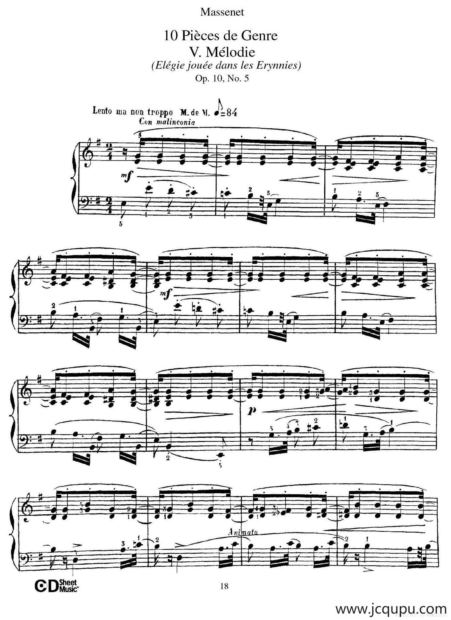 Dix Pièces de Genre Op.10（10首个性小品·Ⅴ）简谱