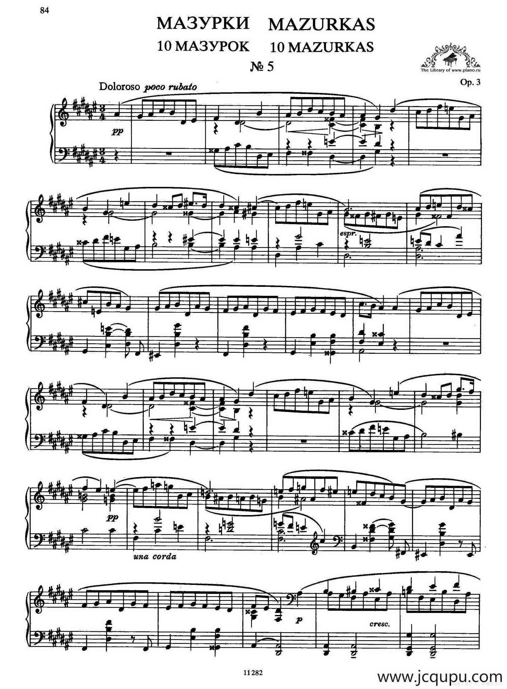 Ten Mazurkas Op.3（10首玛祖卡·5）简谱