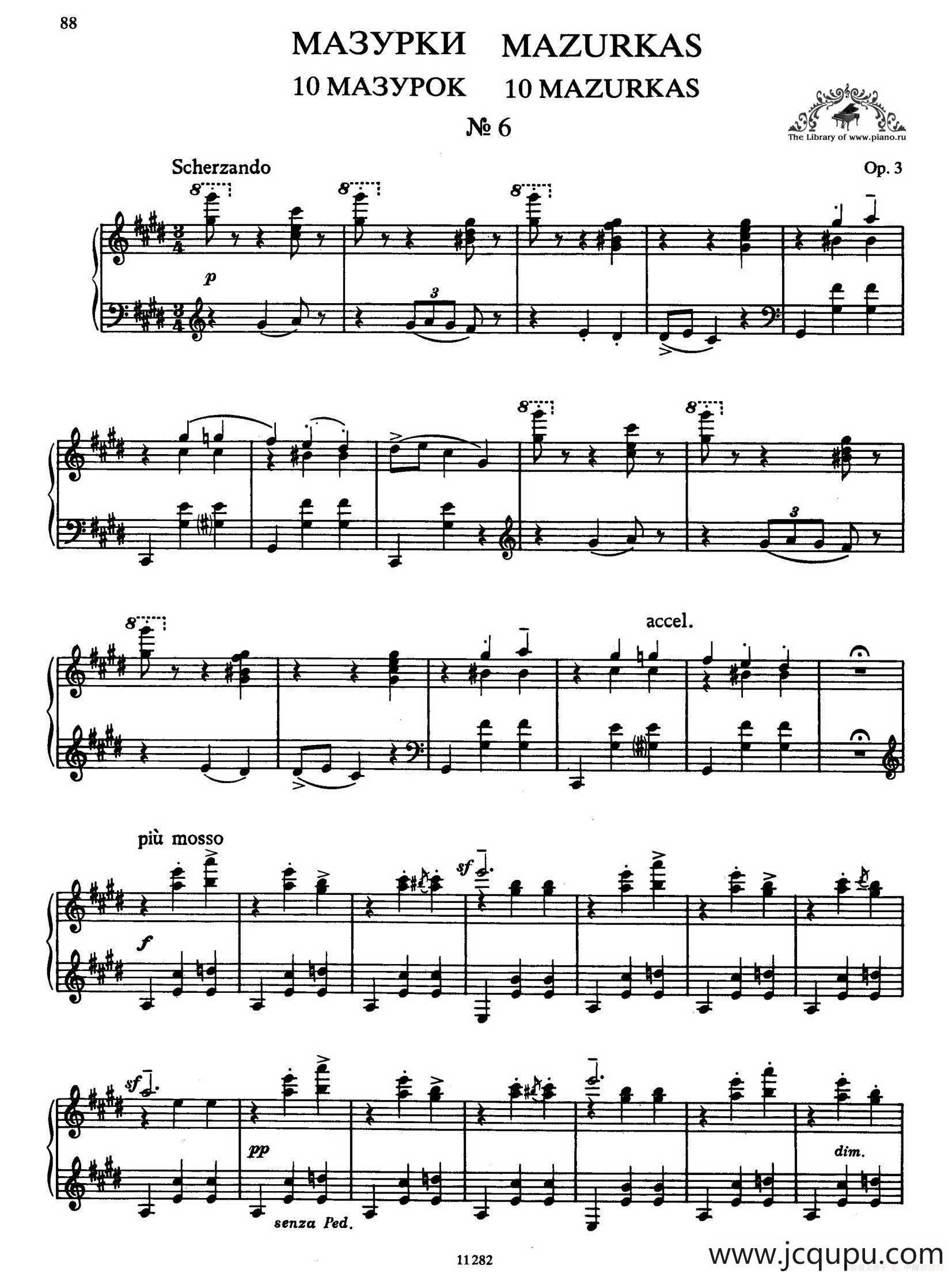 Ten Mazurkas Op.3（10首玛祖卡·6）简谱