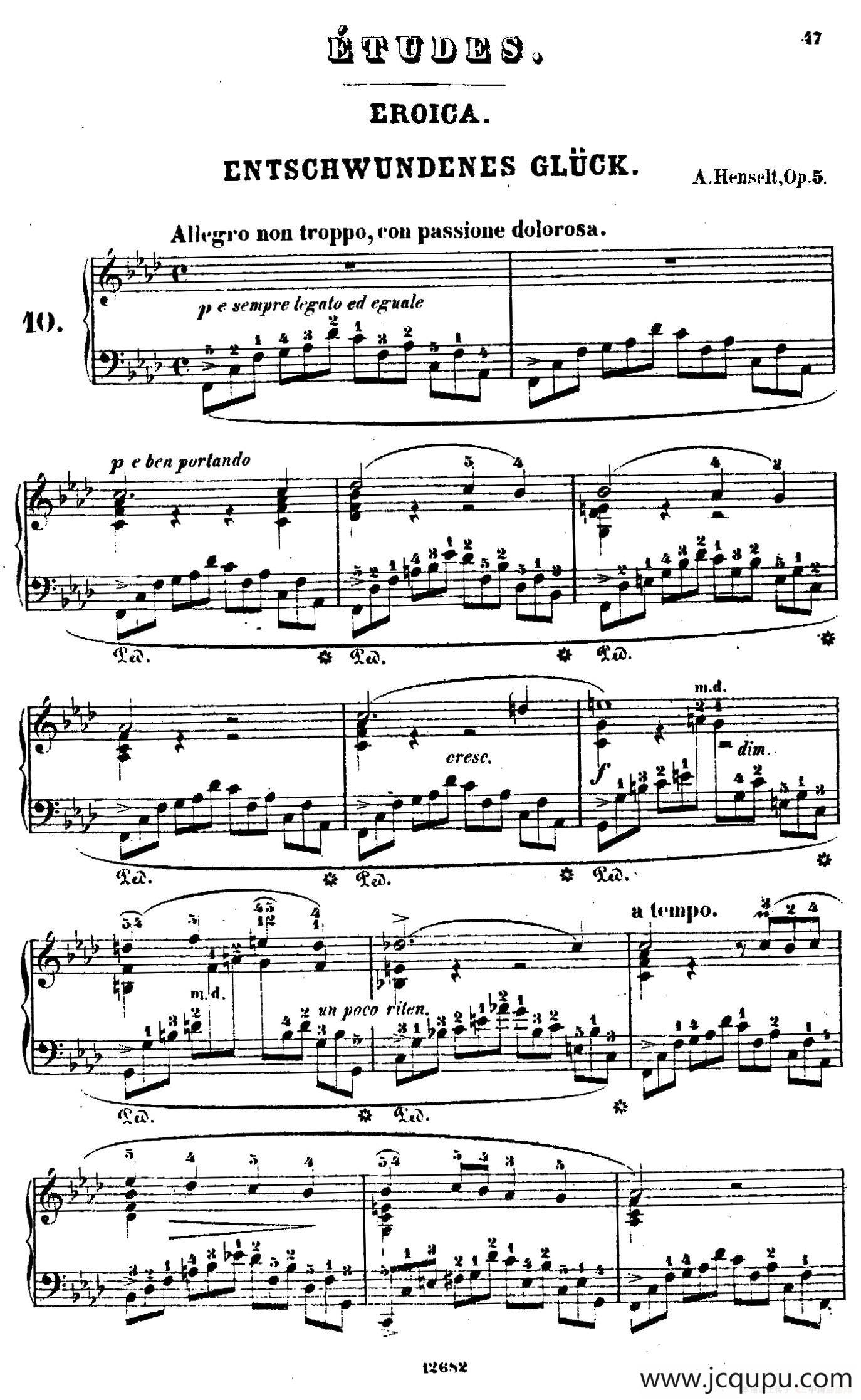 Douze Etudes de Salon Op.5（12首沙龙练习曲·10）简谱