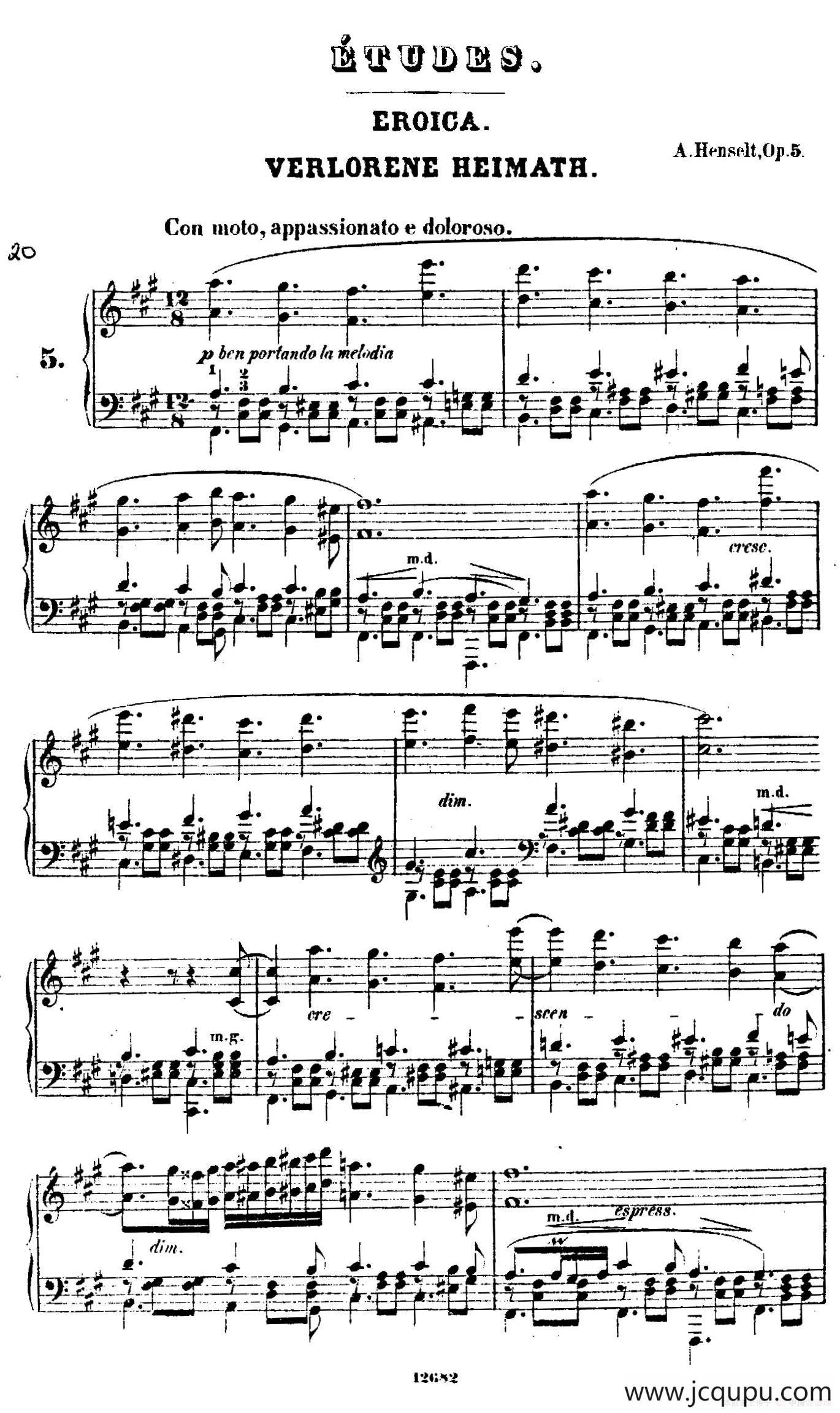 Douze Etudes de Salon Op.5（12首沙龙练习曲·5）简谱