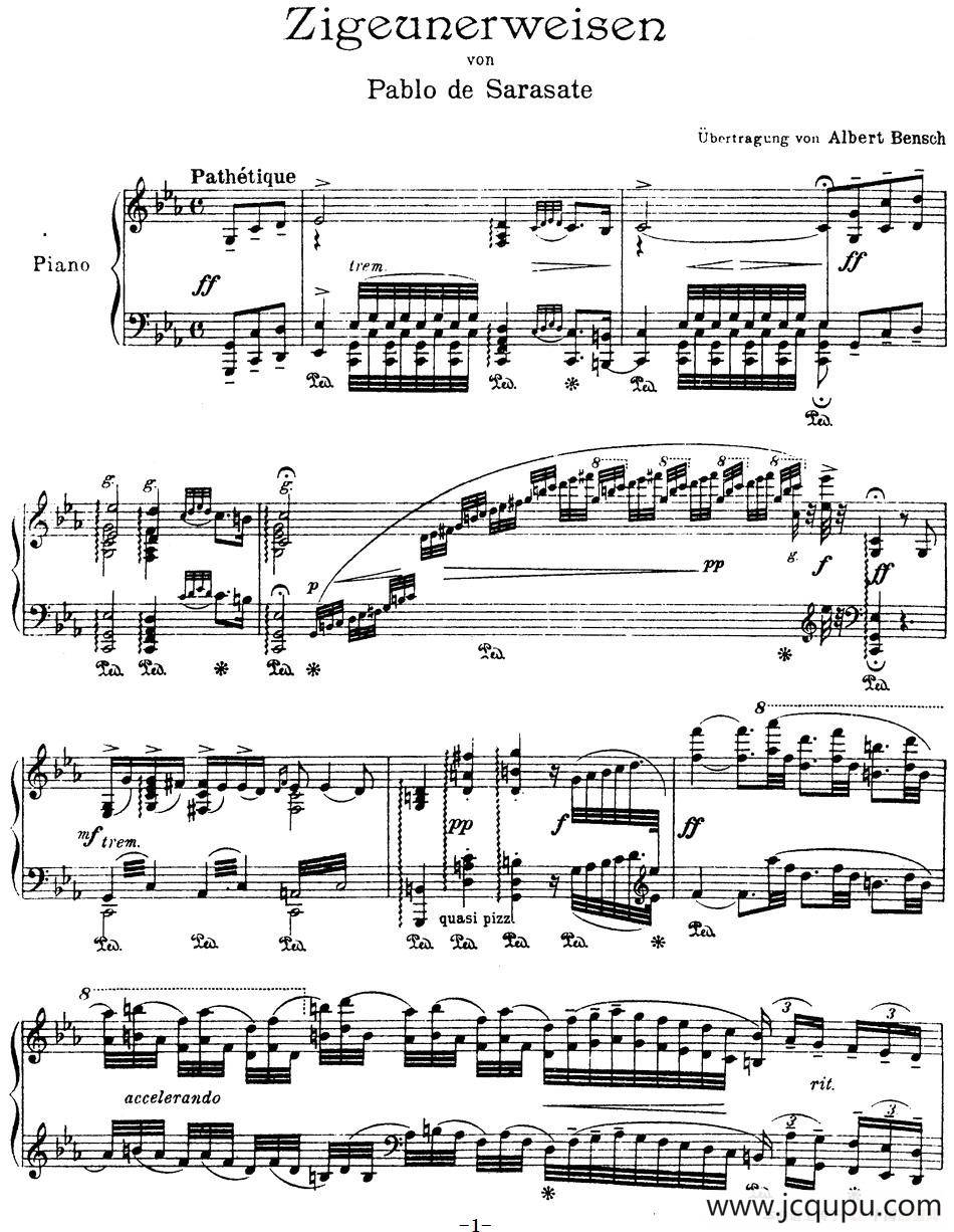 ZIGEUNERWEISEN（钢琴伴奏）简谱
