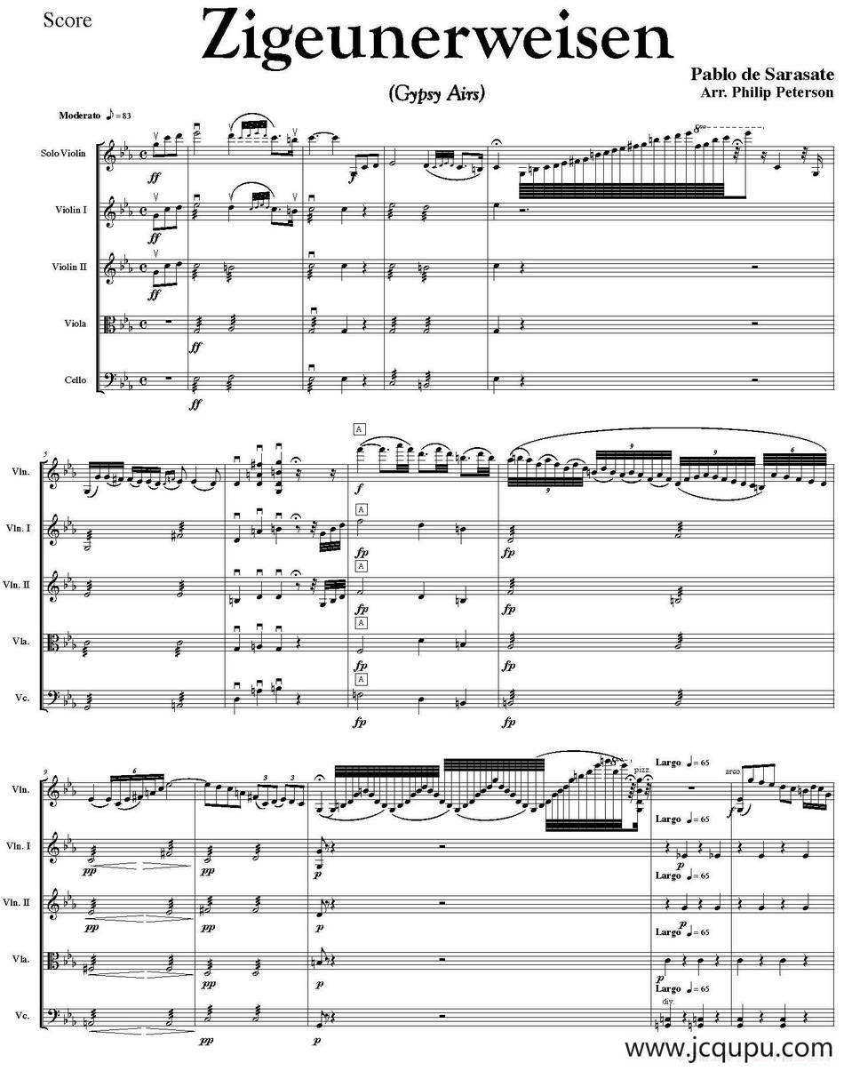 ZIGEUNERWEISEN（五重奏）简谱