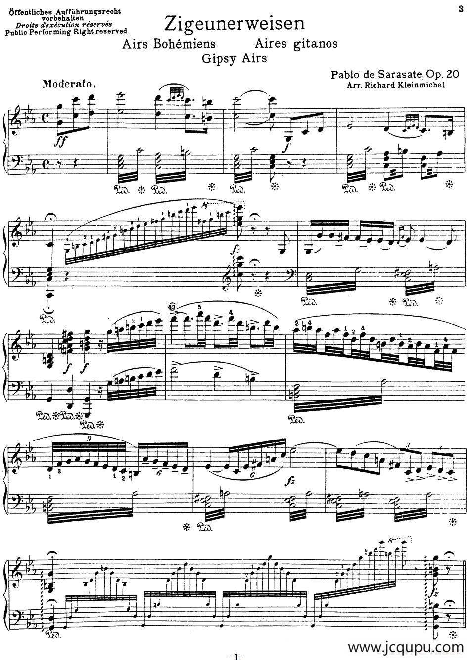 ZIGEUNERWEISEN（钢琴独奏）简谱