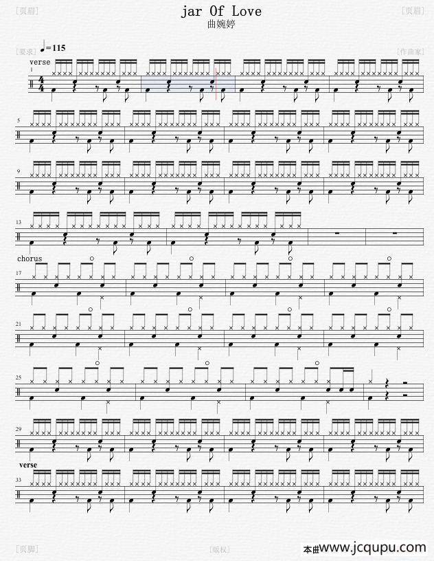 Jar of Love（架子鼓）简谱